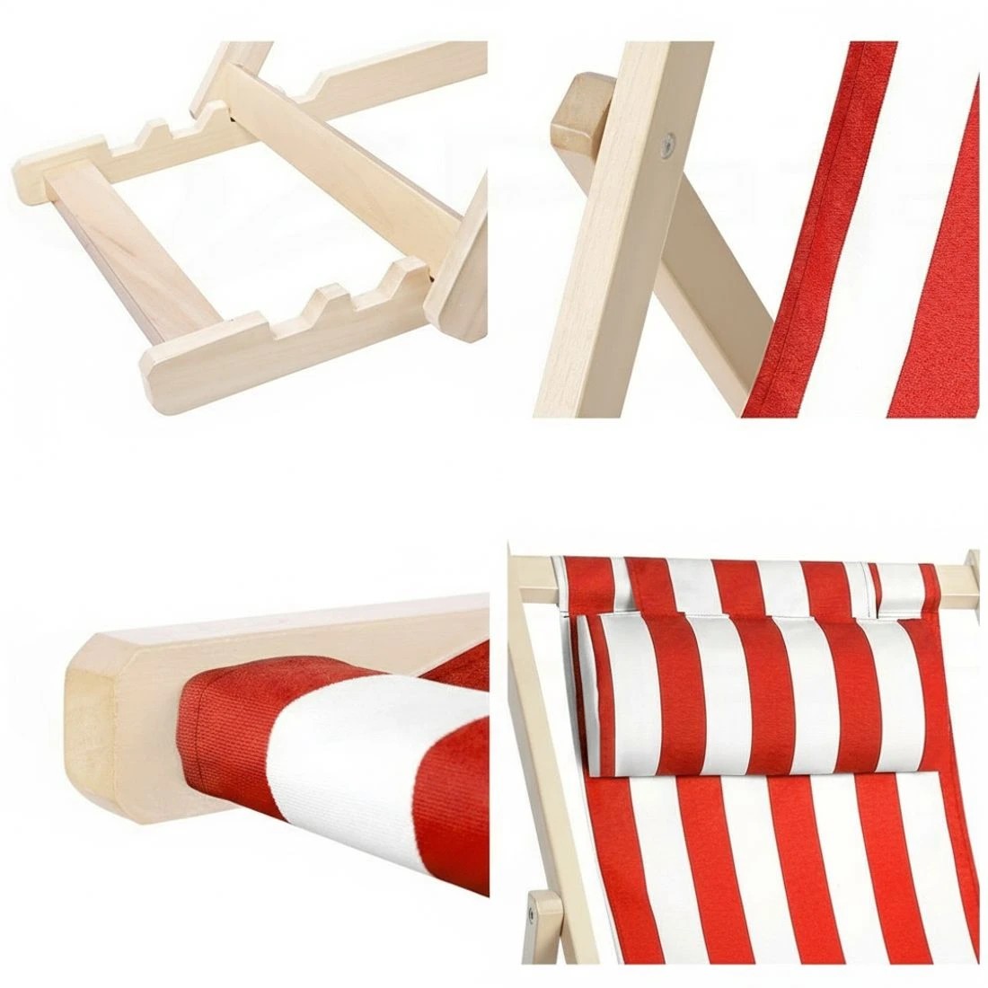 5 Gardeon Outdoor Deck Chair Wooden Sun Lounge Folding Beach Patio Furniture - Red, 5 of 6