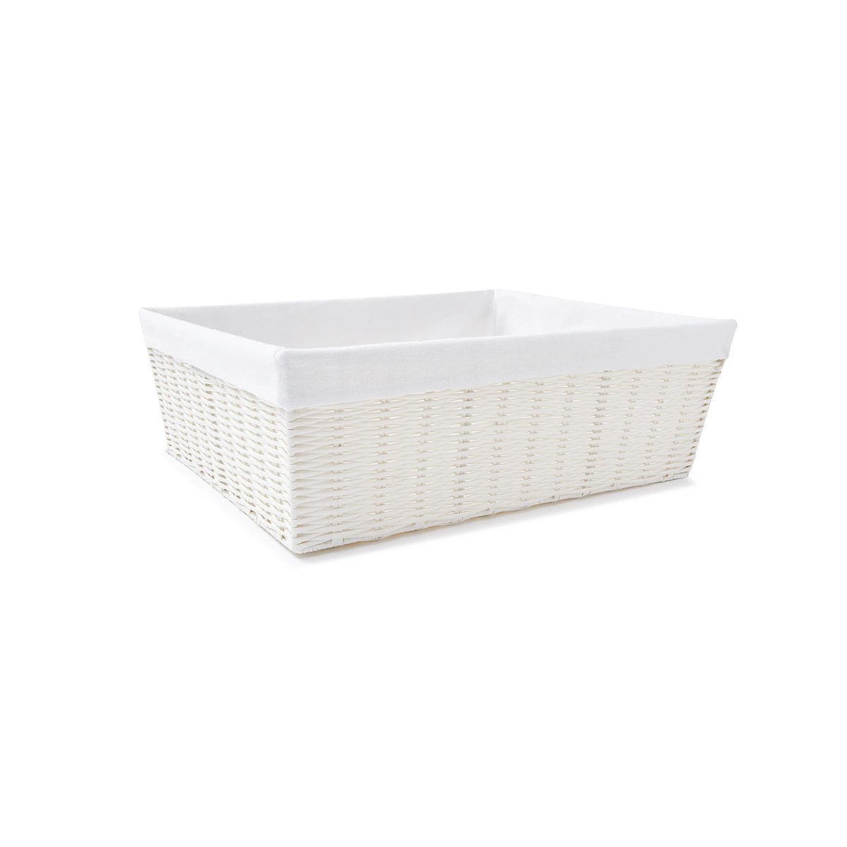 6 Rattan Look Basket with Liner - Flat, White, 6 of 7
