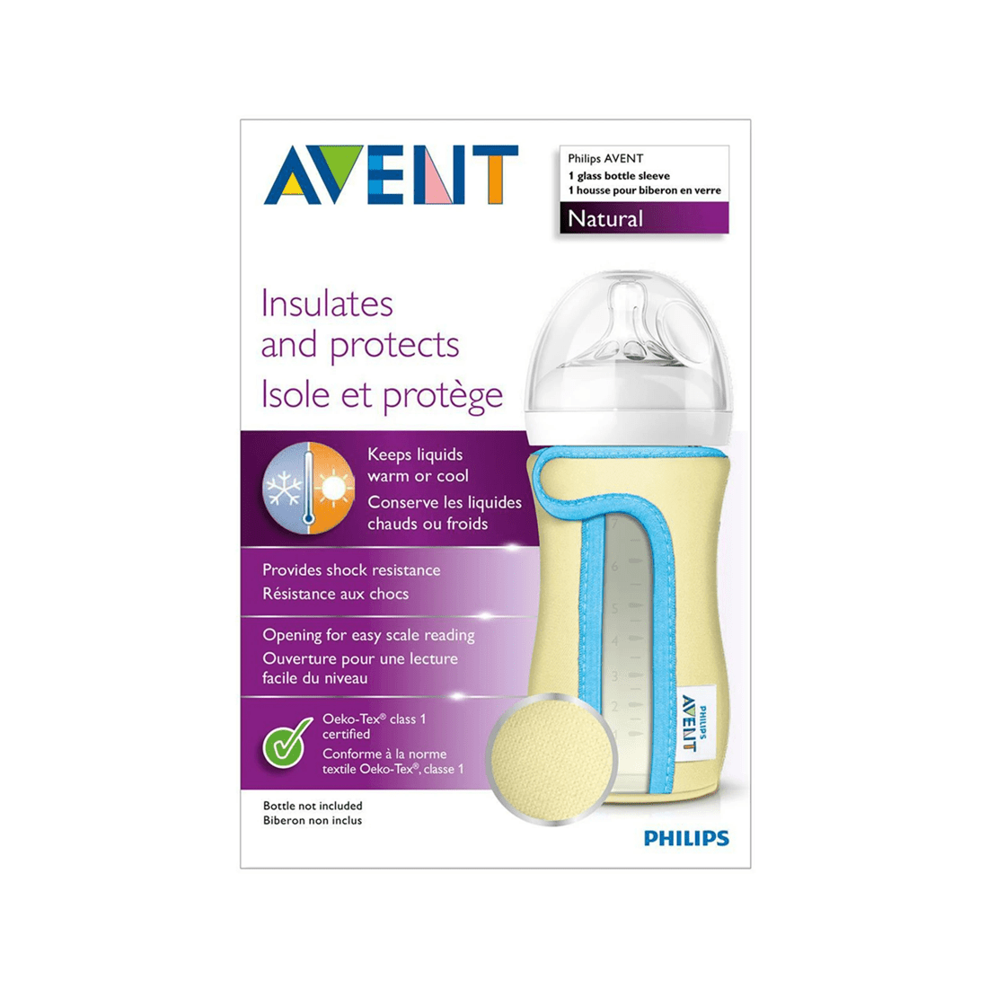 3 Philips Avent Natural Glass Sleeve 240ml Baby Bottle Insulated Cover Protection
 - Yellow, 3 of 3