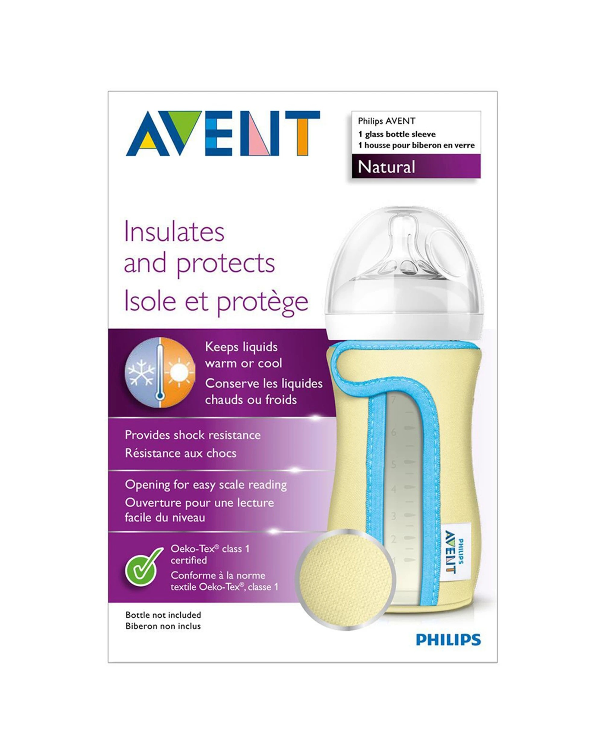 3 Philips Avent Natural Glass Sleeve 240ml Baby Bottle Insulated Cover Protection
 - Yellow, 3 of 3