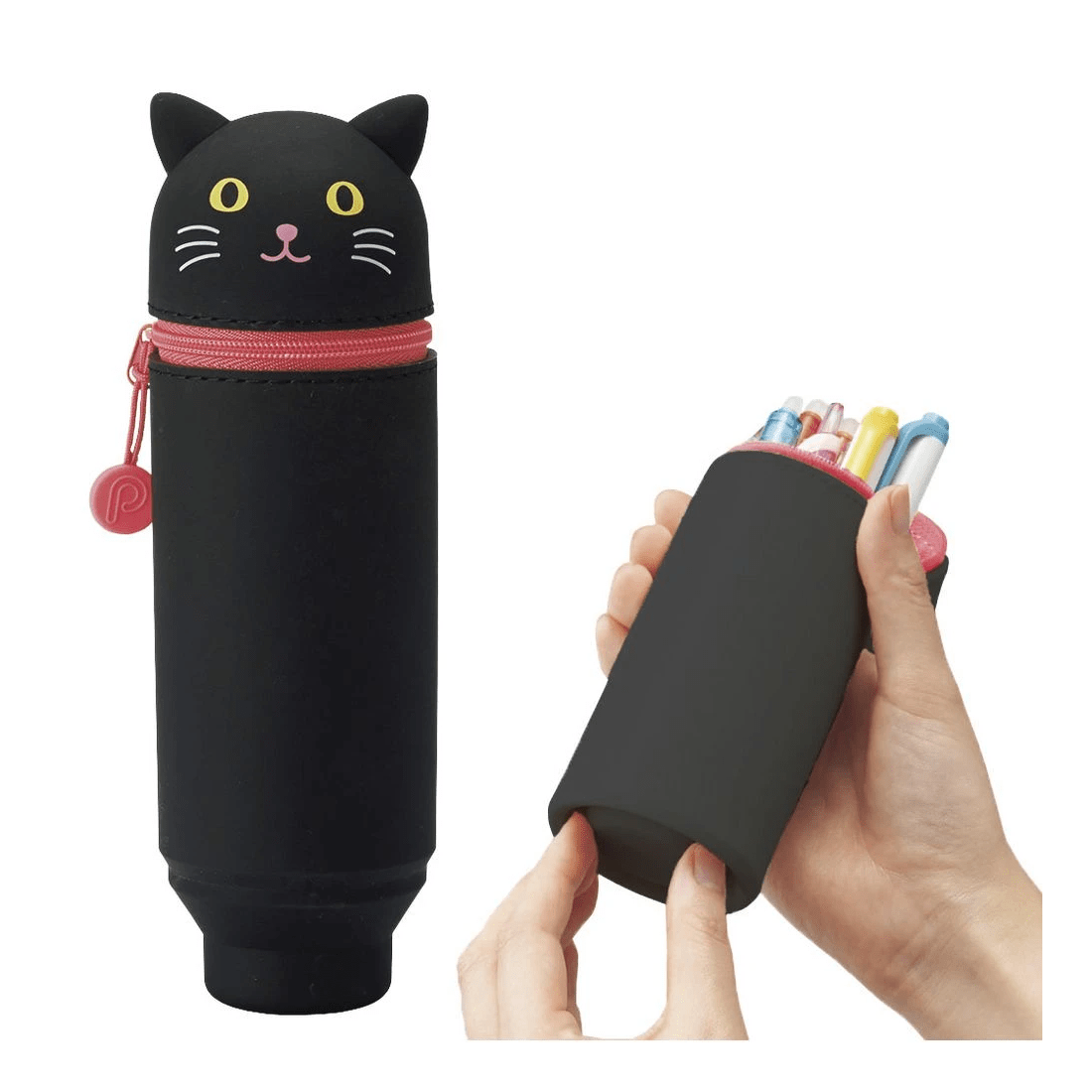 4 PuniLabo Single Zip Stand Up Silicone Pencil Case Black Cat, 4 of 4