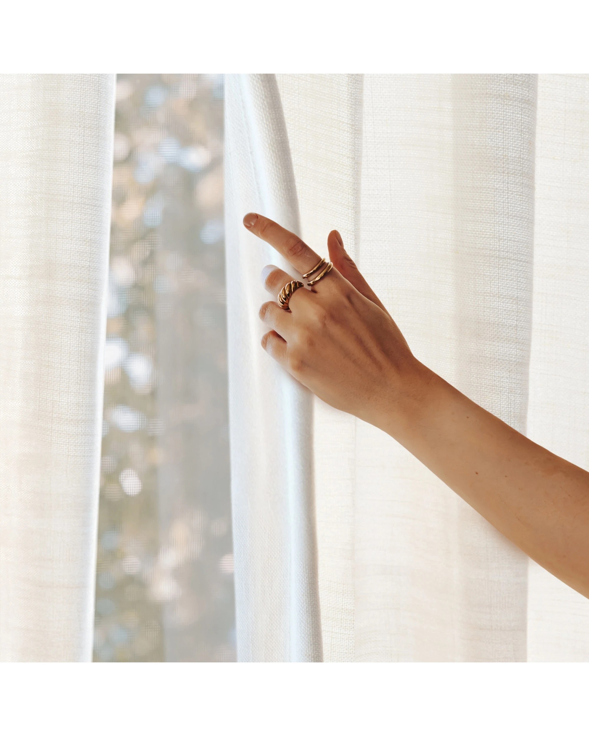 2 Cadence & Co. Adria Light Filtering Linen Blend Concealed Tab Top Curtain Twin Pack 180x223cm - Snow, 2 of 6