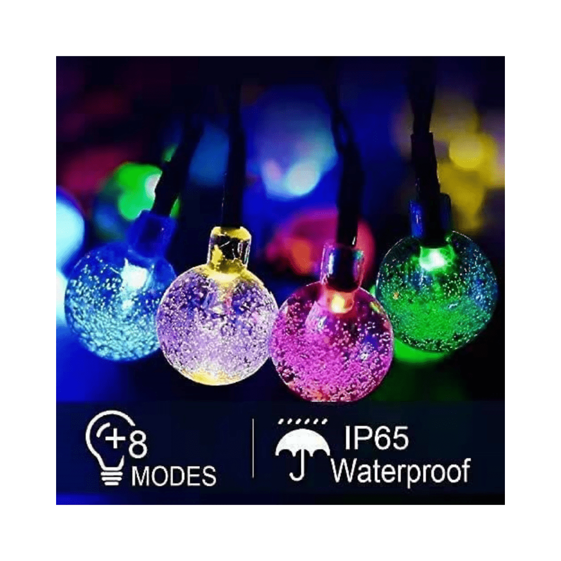 1 Advwin 12M 100 LED String Fairy Lights Solar Powered 8 Modes Christmas Outdoor/Indoor Multicolored, 1 of 3