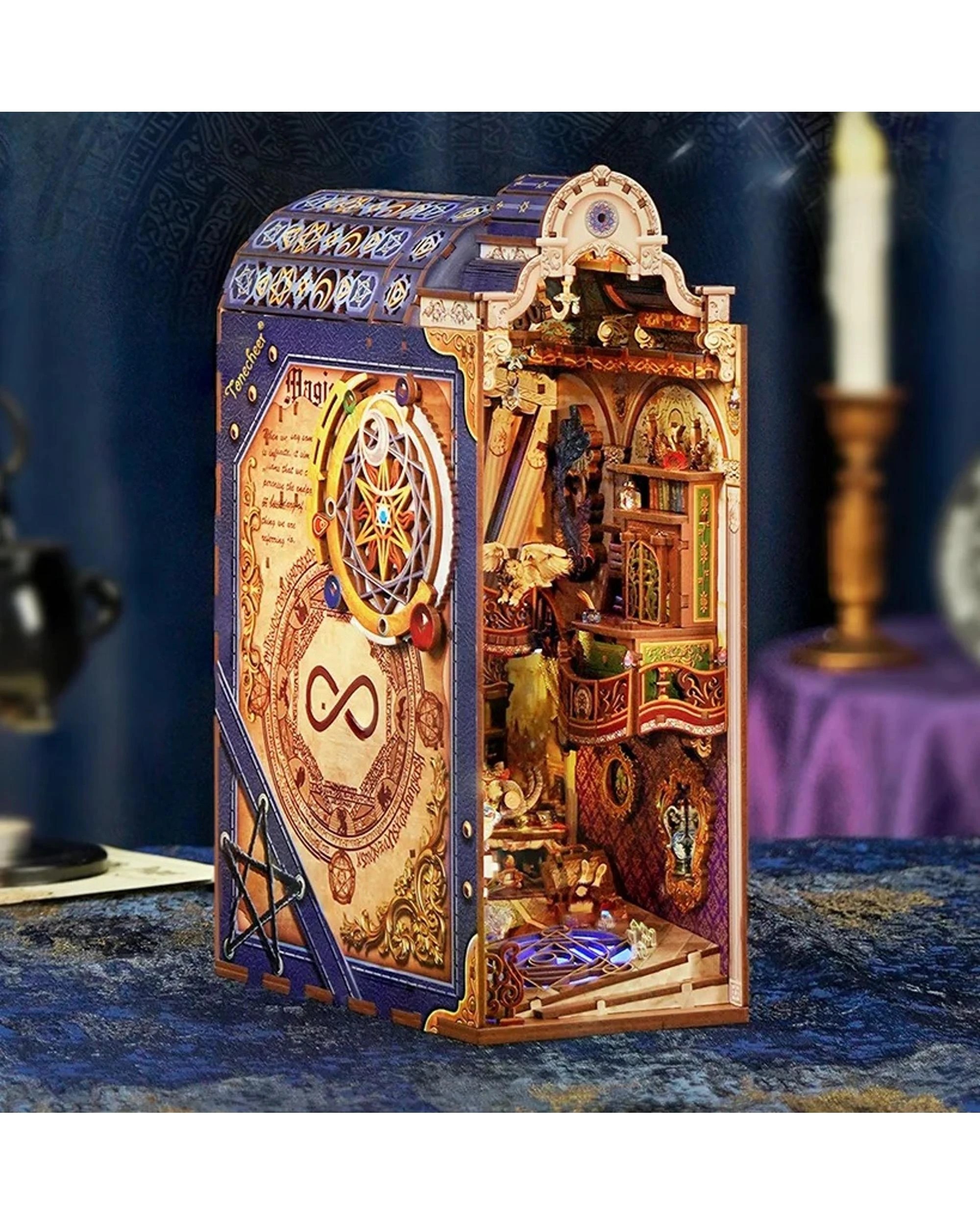 3 Tonecheer 3D Wooden Puzzle DIY Book Nook Kit - Magical Library, 3 of 10