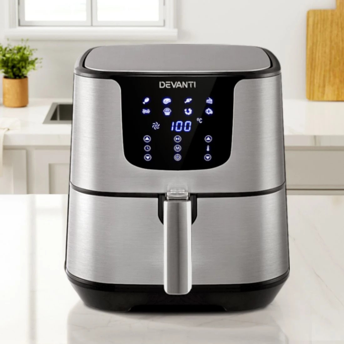 3 Devanti Air Fryer 7L LCD Fryers Stainless Steel - Silver, 3 of 4