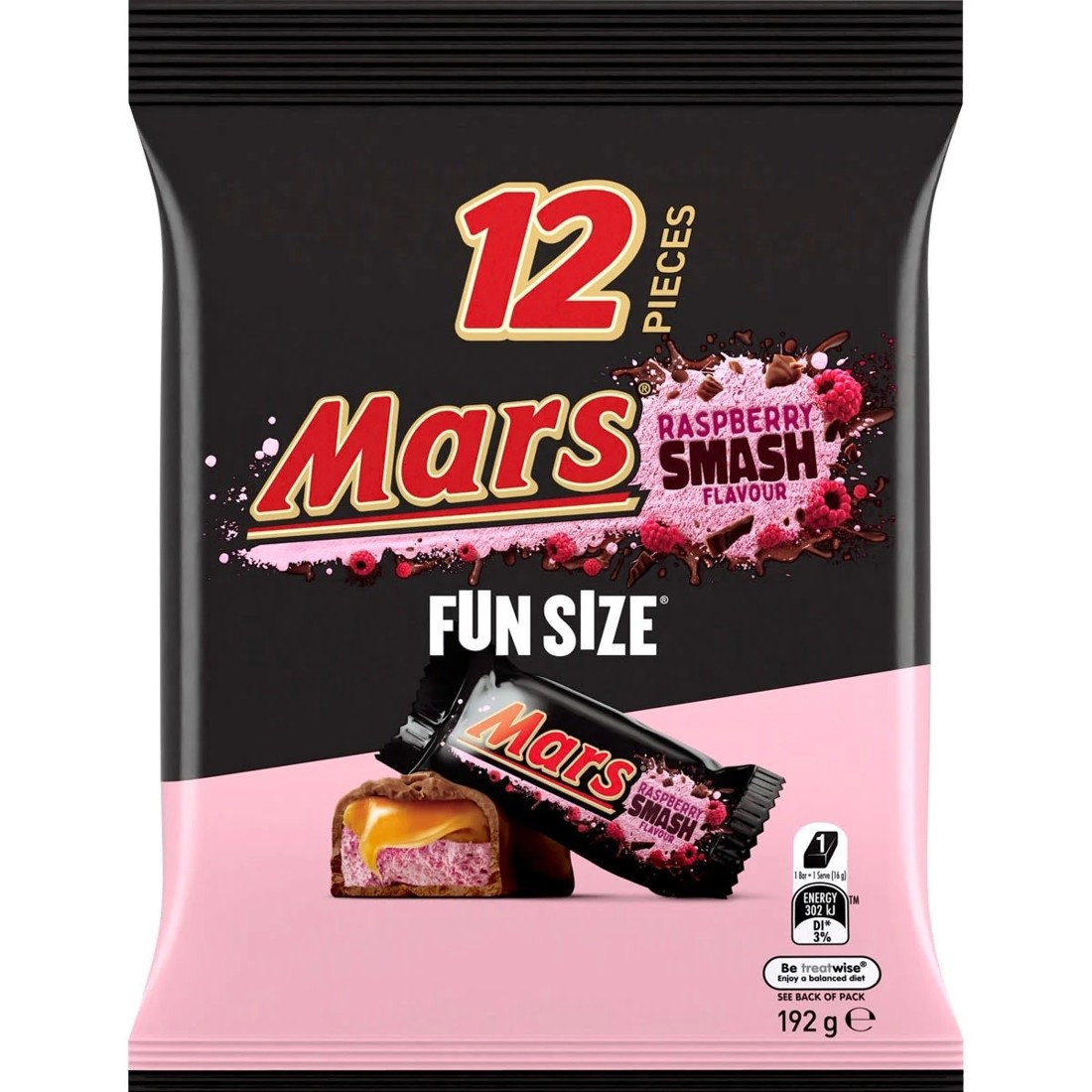 1 Mars 12 Piece Raspberry Smash Flavour Fun Size Medium Sharepack 192g, 1 of 5