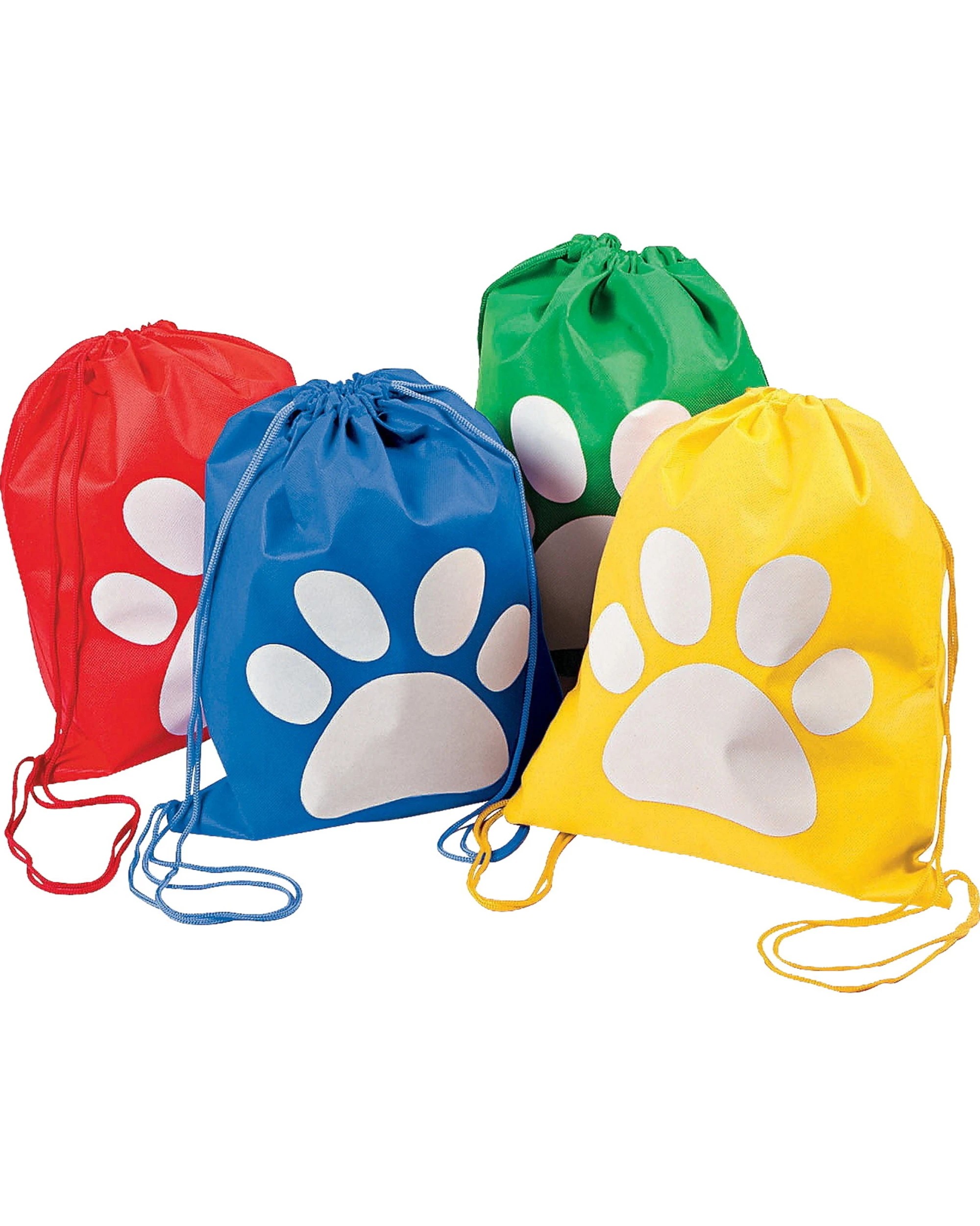 1 Partyrama Paw Print Drawstring Bags Pack of 12, 1 of 1