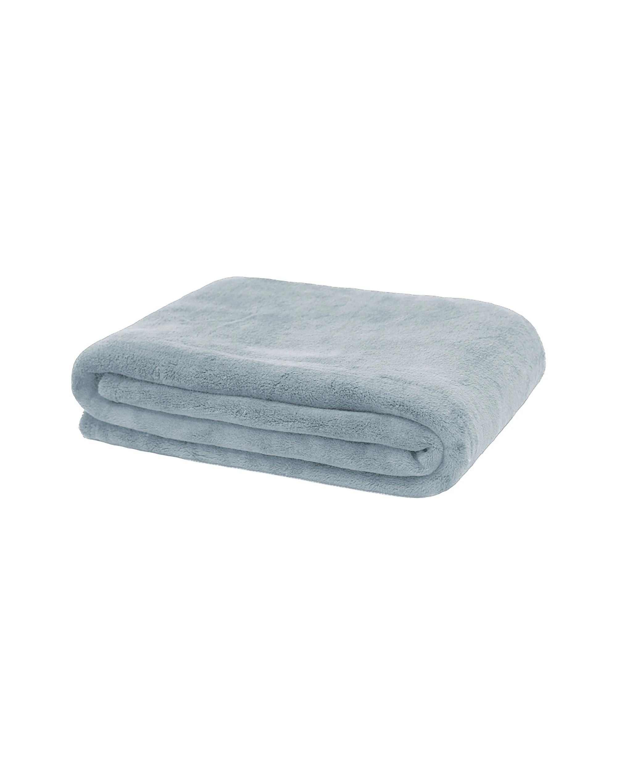 1 Bambury Microplush Soft Cosy Throw Rug Steel - Blue, 1 of 5