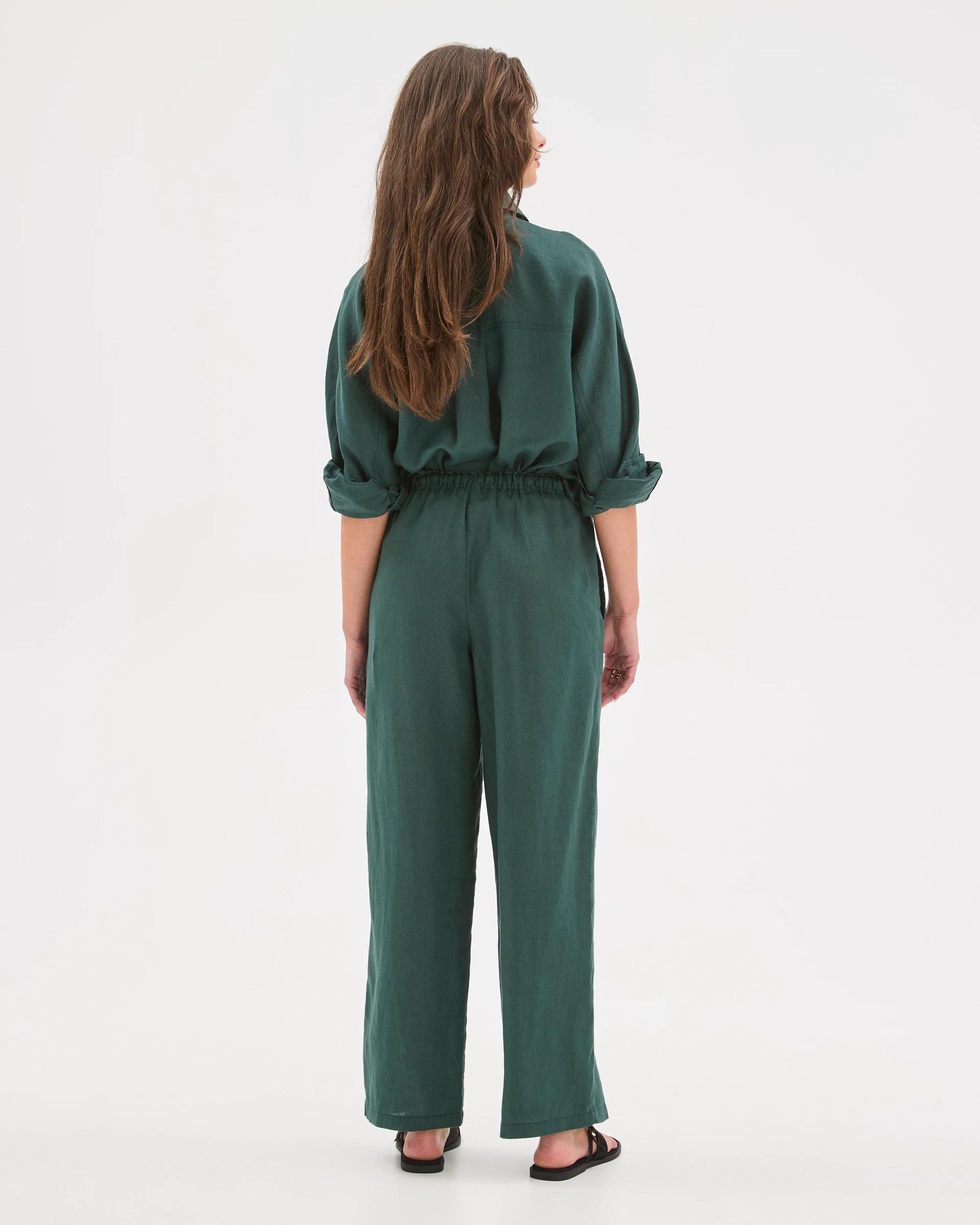 7 Target Petites Petites European Linen Straight Leg Pants DEEP GREEN, 7 of 7