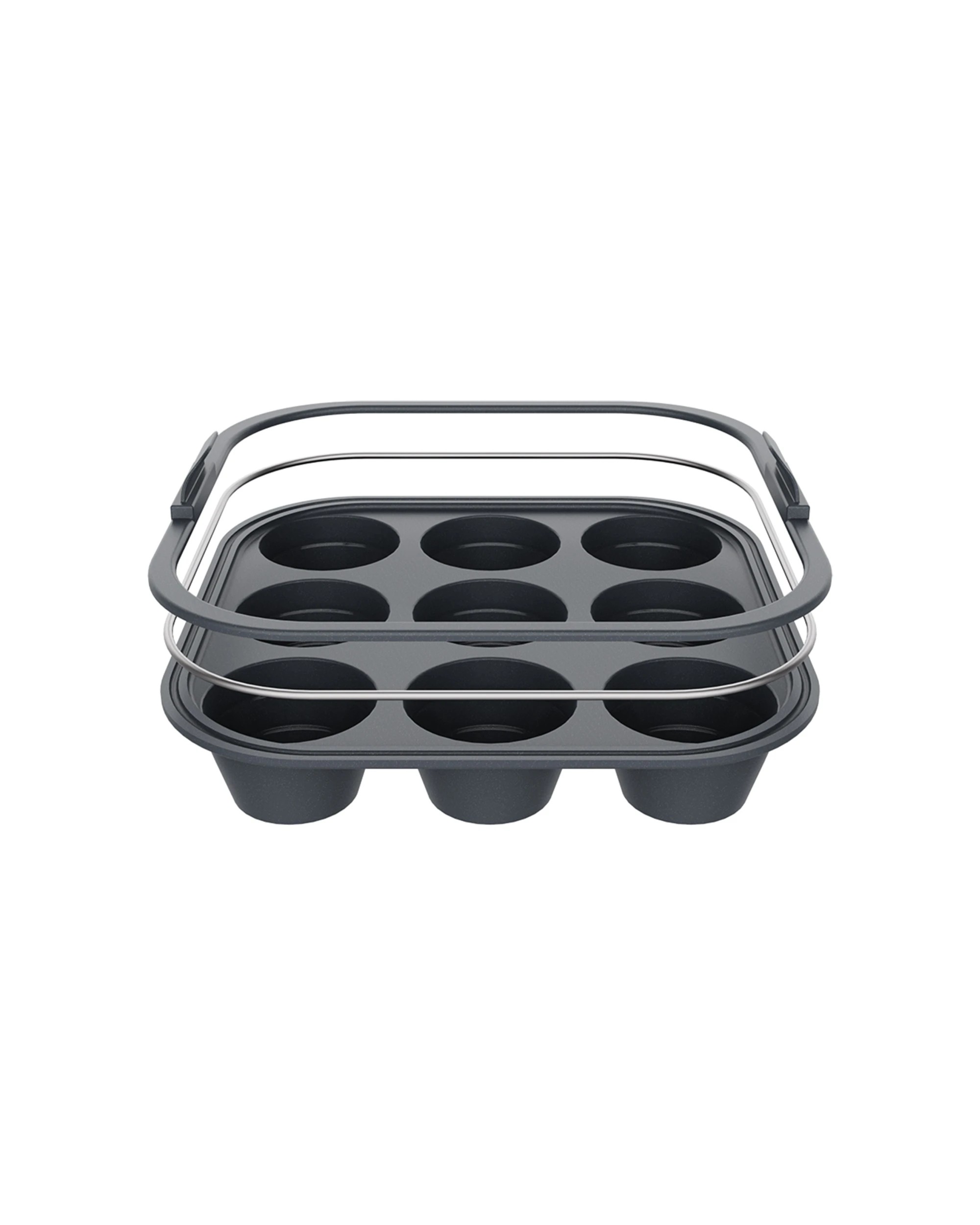 2 Daily Bake Silicone 9-cup Collapsible Mini Muffin Pan 22cm Steel Reinforced - Black, 2 of 6