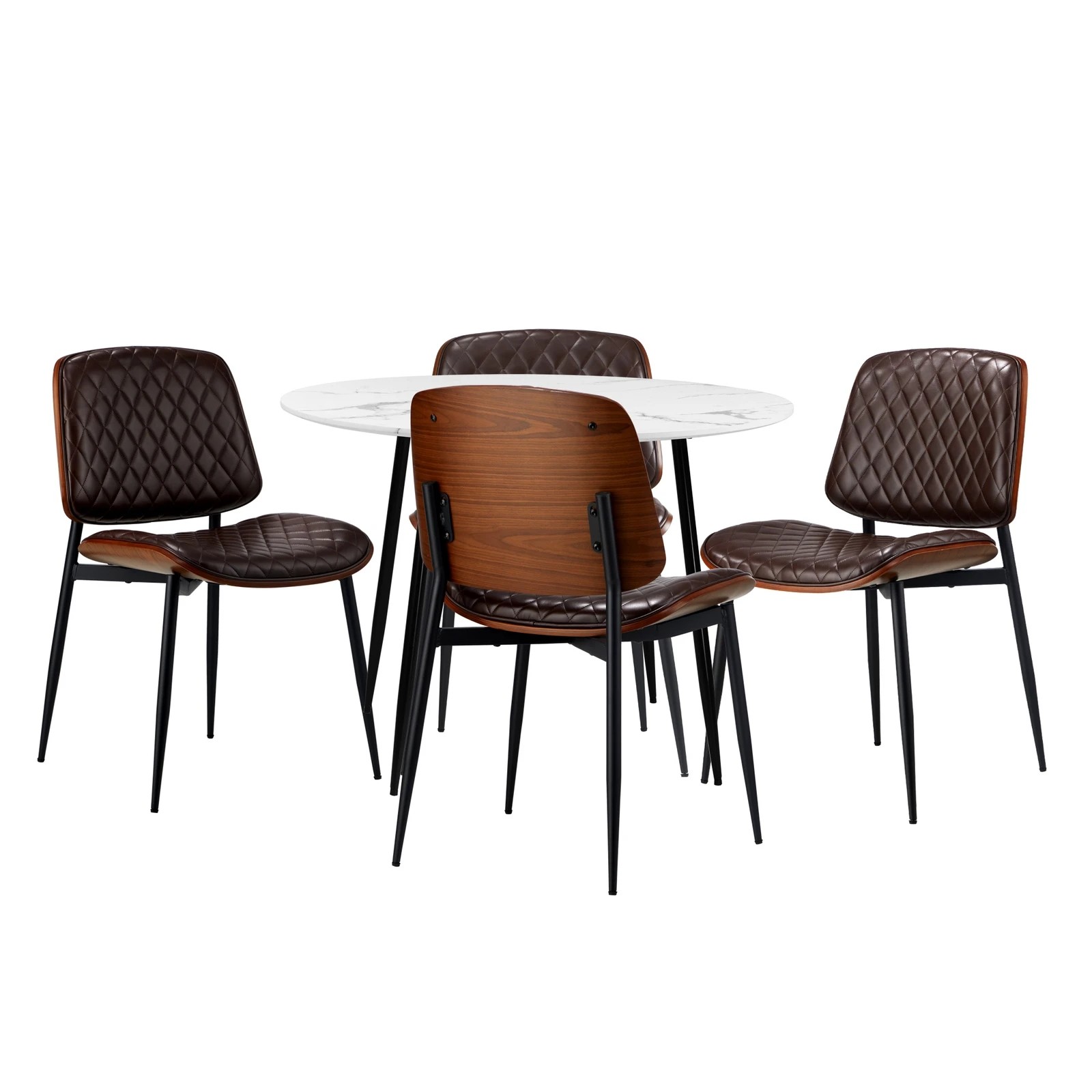 9 Oikiture 110cm Round Dining Table With 4pcs Pu Dining Chairs
 - Multi, 9 of 9