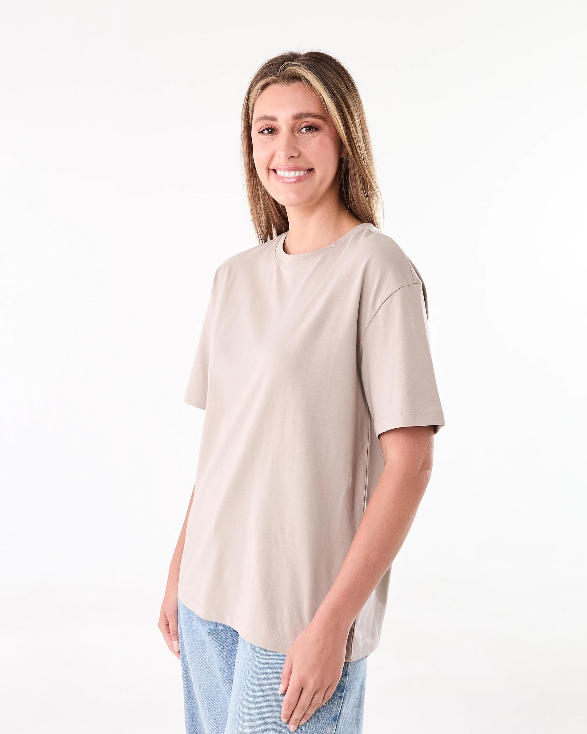 2 Short Sleeve Oversized Boyfriend T-shirt Grey Taupe, 2 of 6