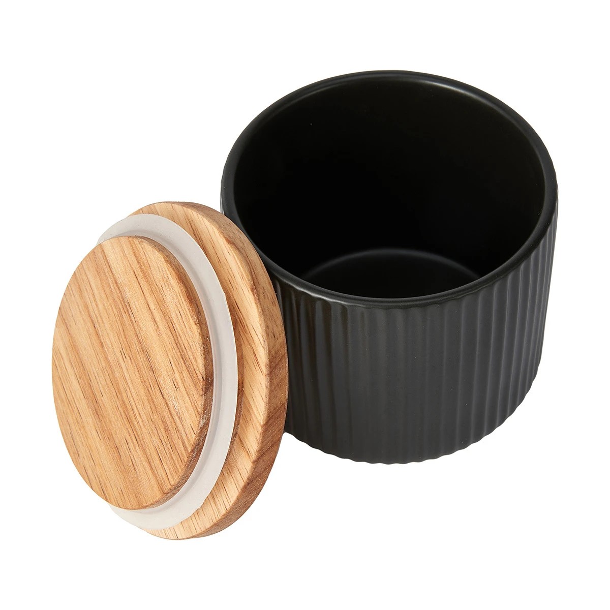 3 Small Black Ribbed Canister, 3 of 8