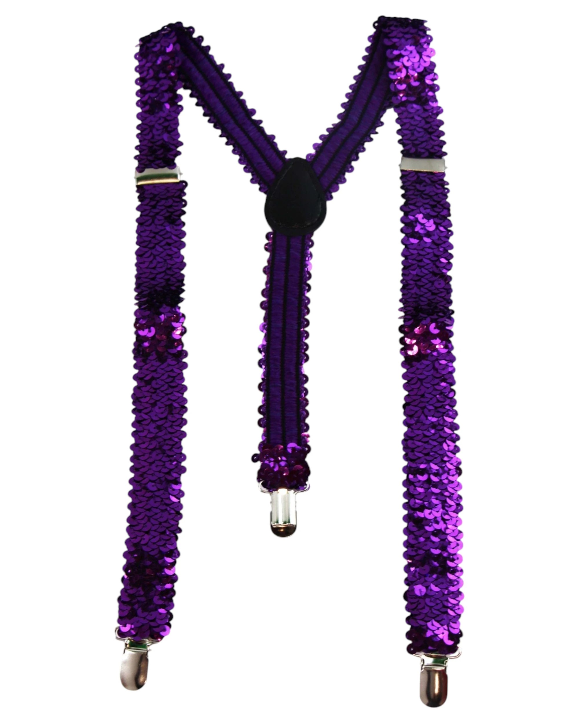 1 Zasel Unisex Adjustable 100cm Sequin Suspenders - Purple, 1 of 3