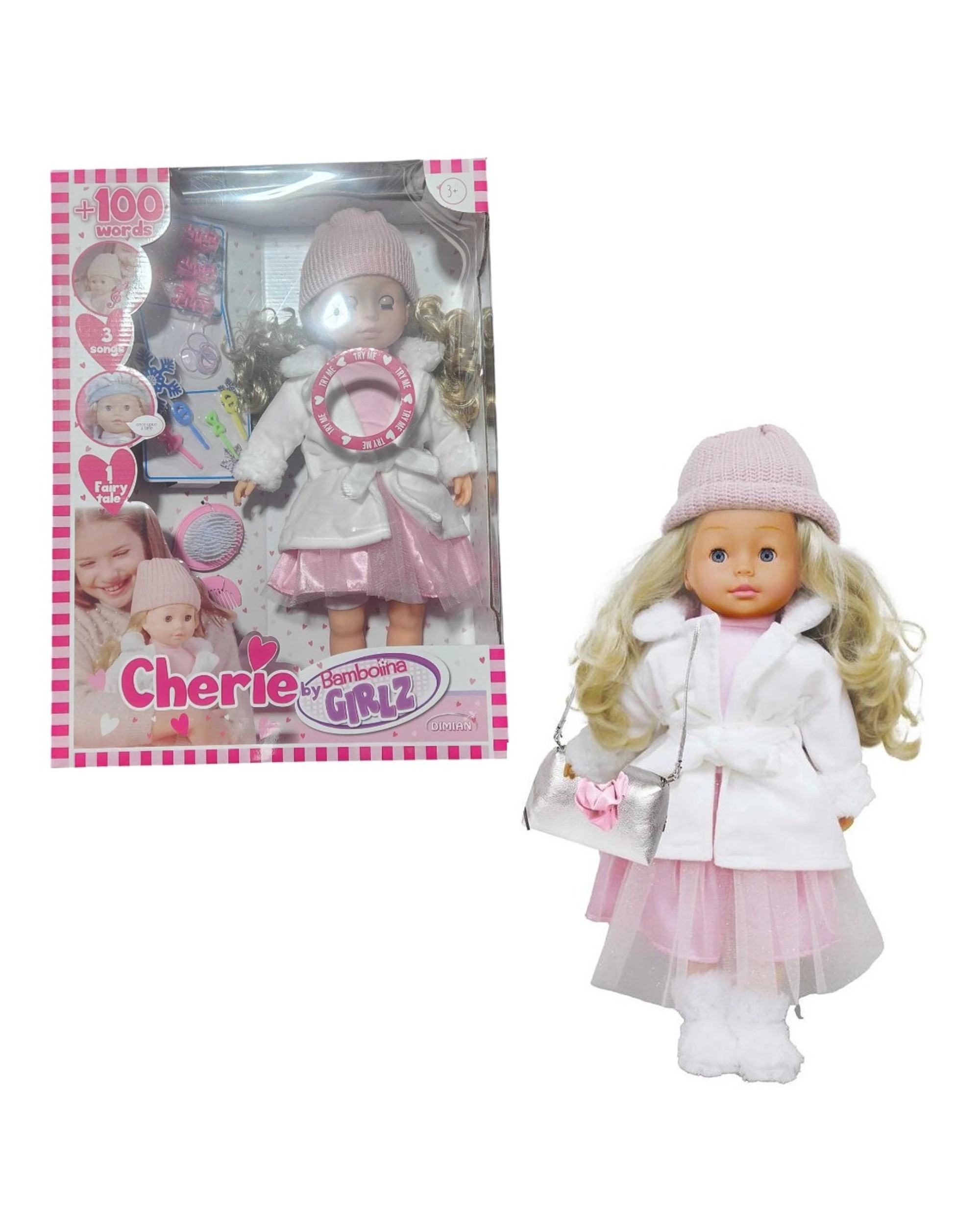 1 Bambolina Girlz Cherie Speaking 100 Words+ 46cm Doll with White Coat, 1 of 7
