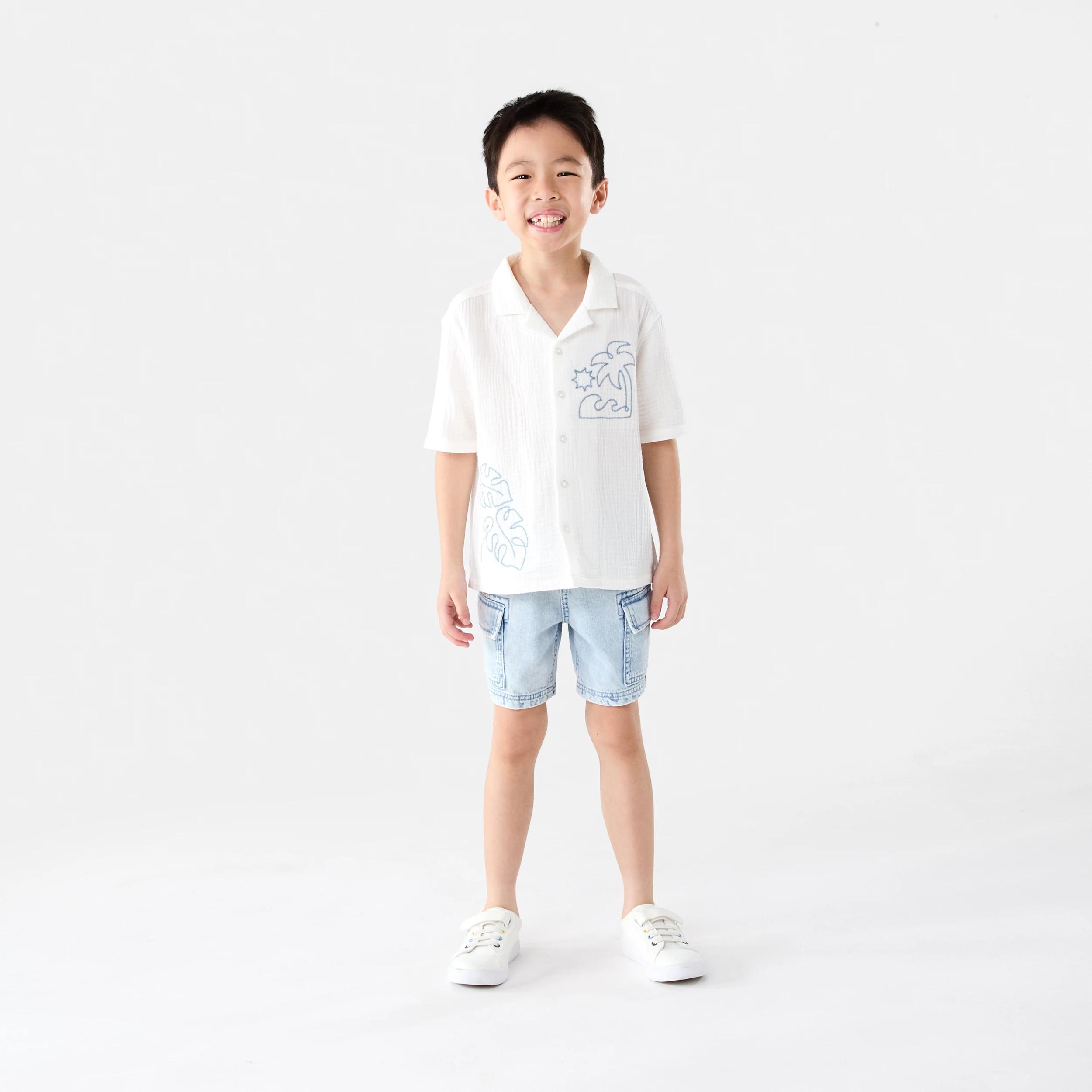 6 Short Sleeve Embroidery Resort Shirt Wht Beach, 6 of 7