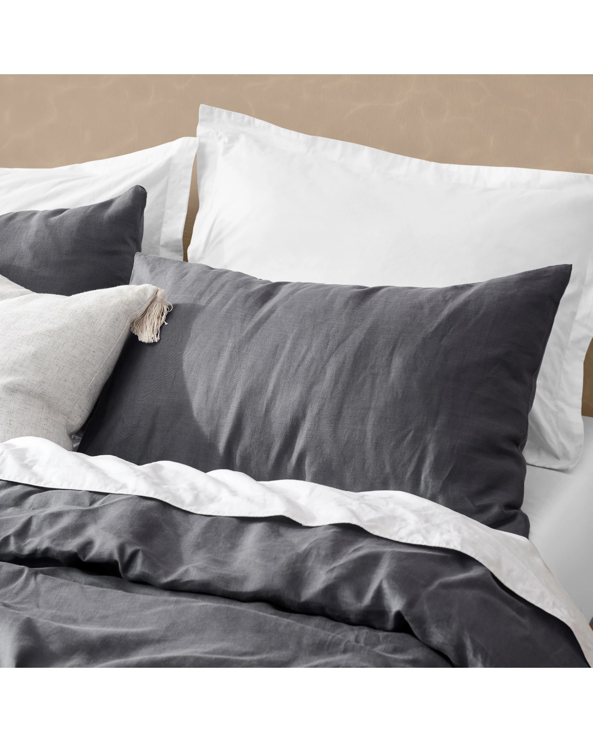 2 Natural Home Vintage Washed 100% Hemp Quilt Cover Set - Queen Bed - Charcoal, 2 of 7