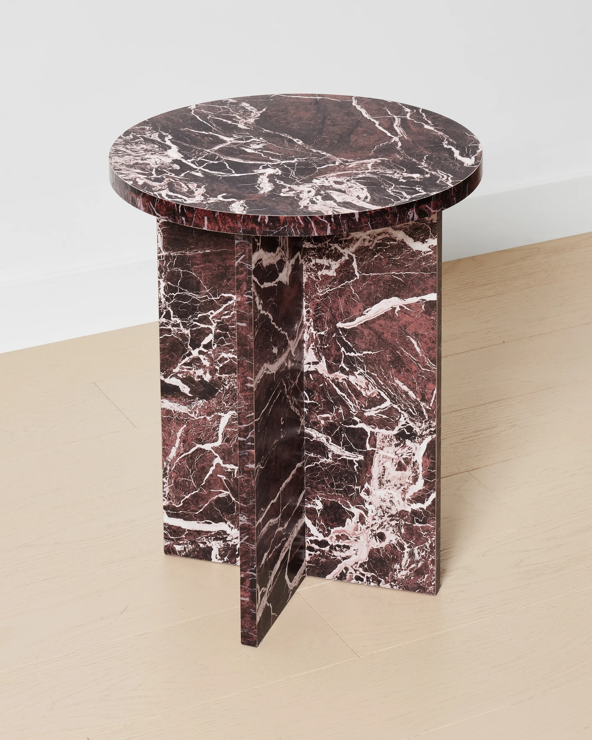 1 Round Marble Look Side Table, 1 of 5