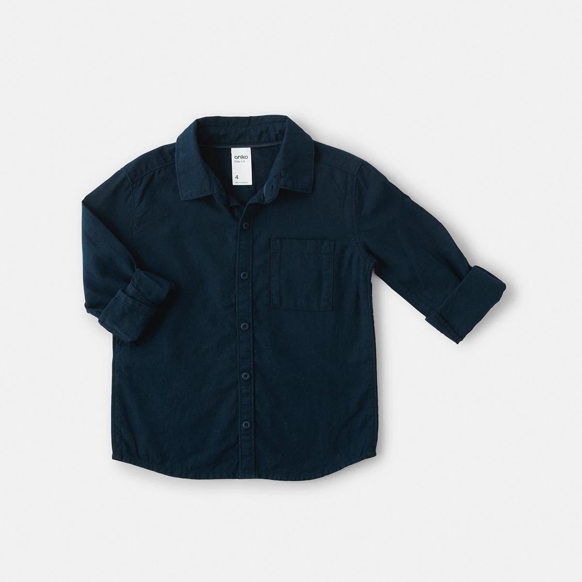 9 Long Sleeve Linen Shirt Dress Navy, 9 of 10