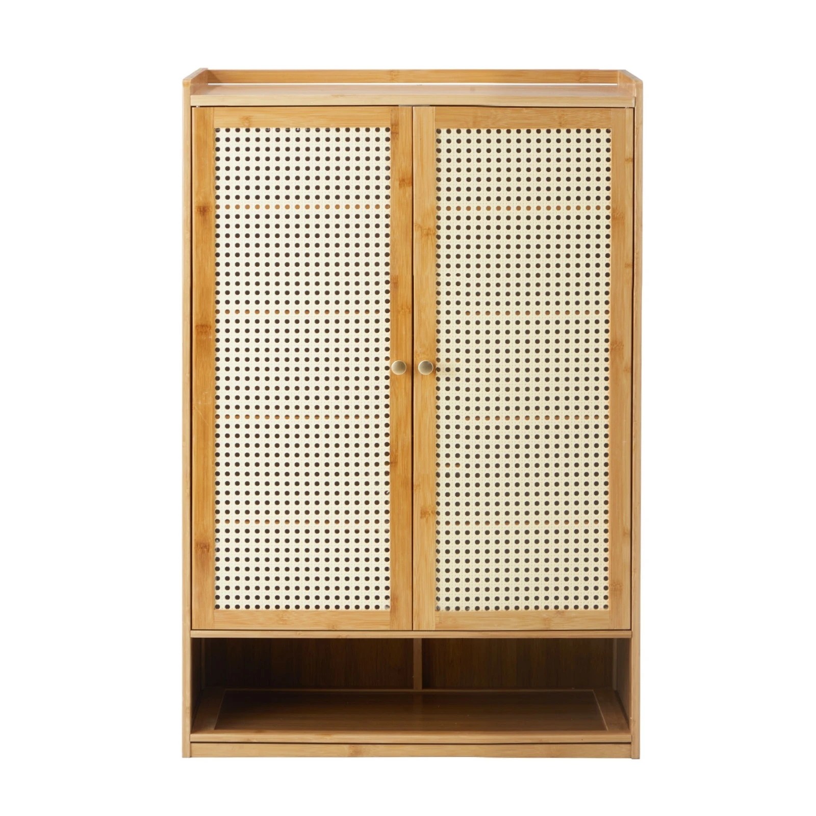6 Oikiture Shoe Storage Cabinet Shoes Rack Organiser Shelf 2 Doors Rattan
 - Natural, 6 of 7