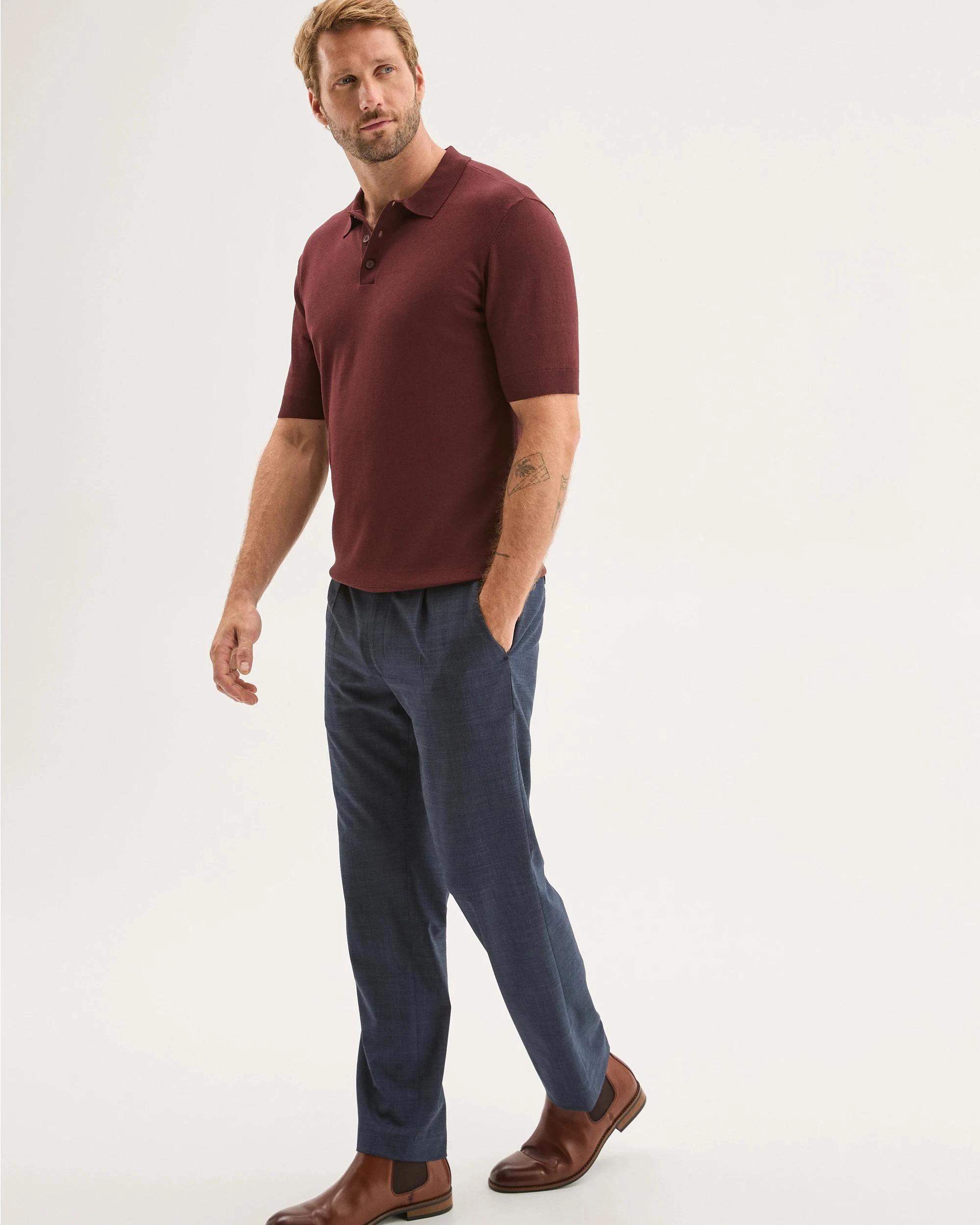 6 Preview Knit Polo Top BITTER CHOC, 6 of 9