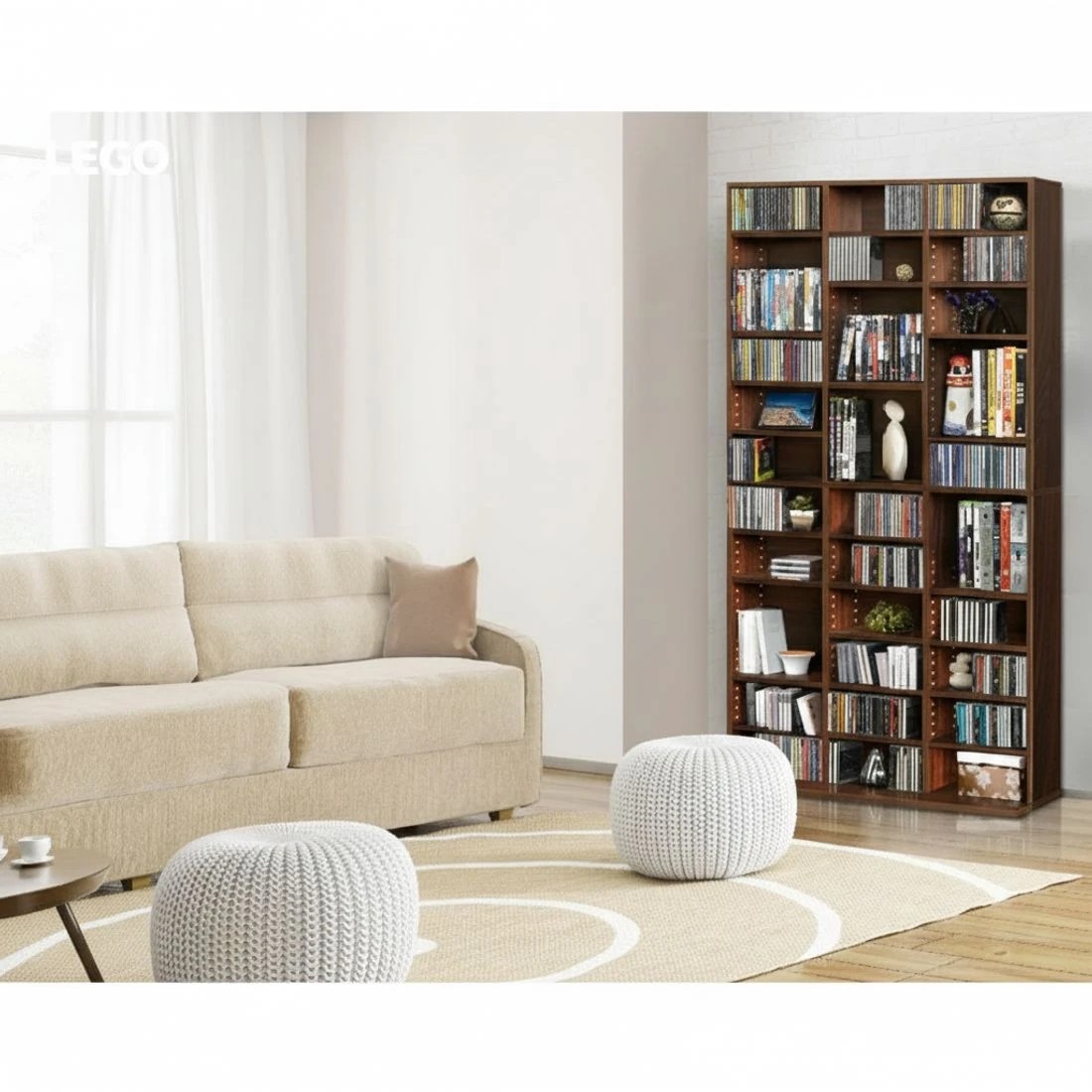 6 Artiss Bookshelf CD Storage Rack - Brown, 6 of 10