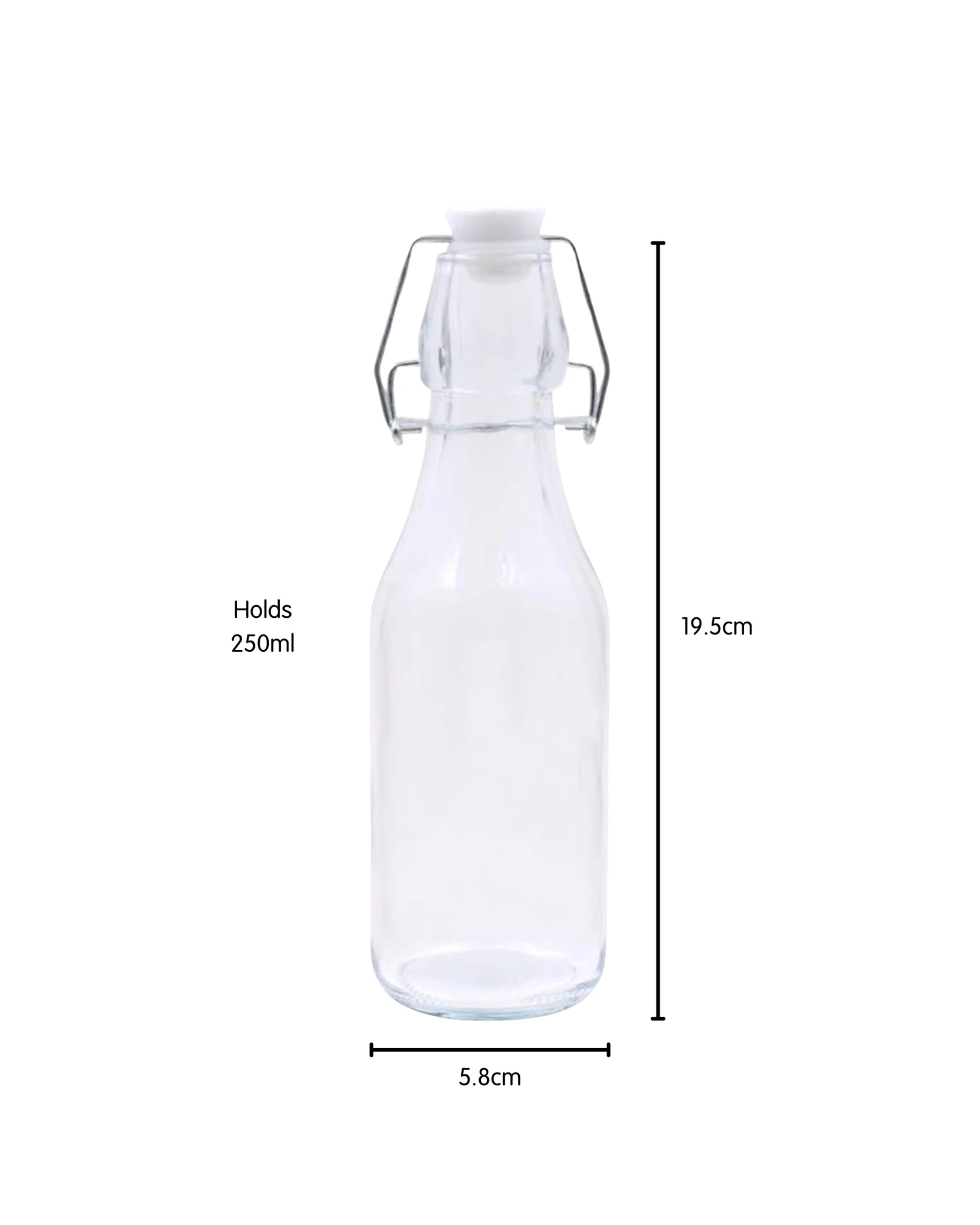 3 Spice Kitchen 250ml Glass Clip Lock Bottles Pack of 2 - Clear, 3 of 3