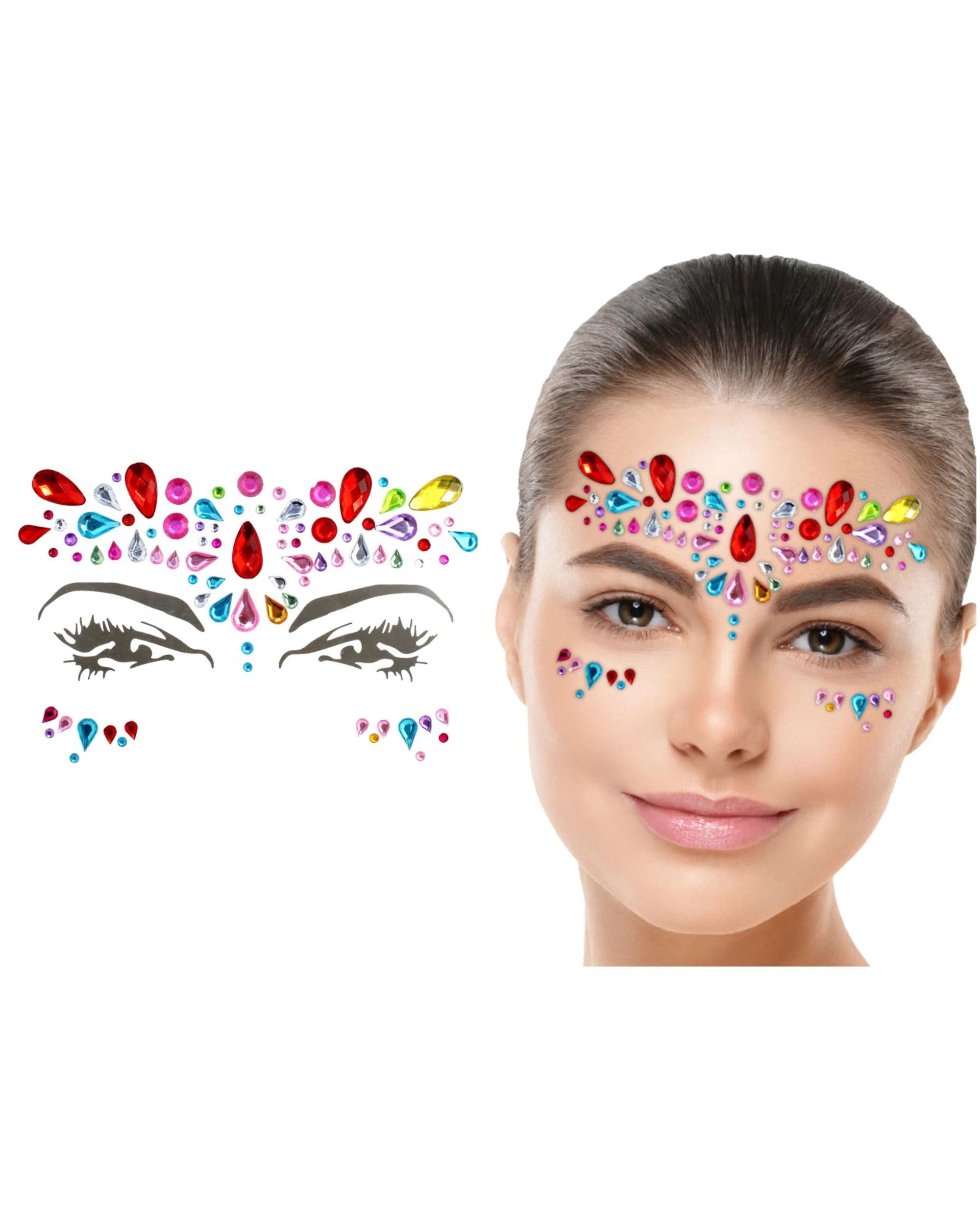 1 JD Party Rainbow Crystal Face Jewels - One Size - Multi, 1 of 2