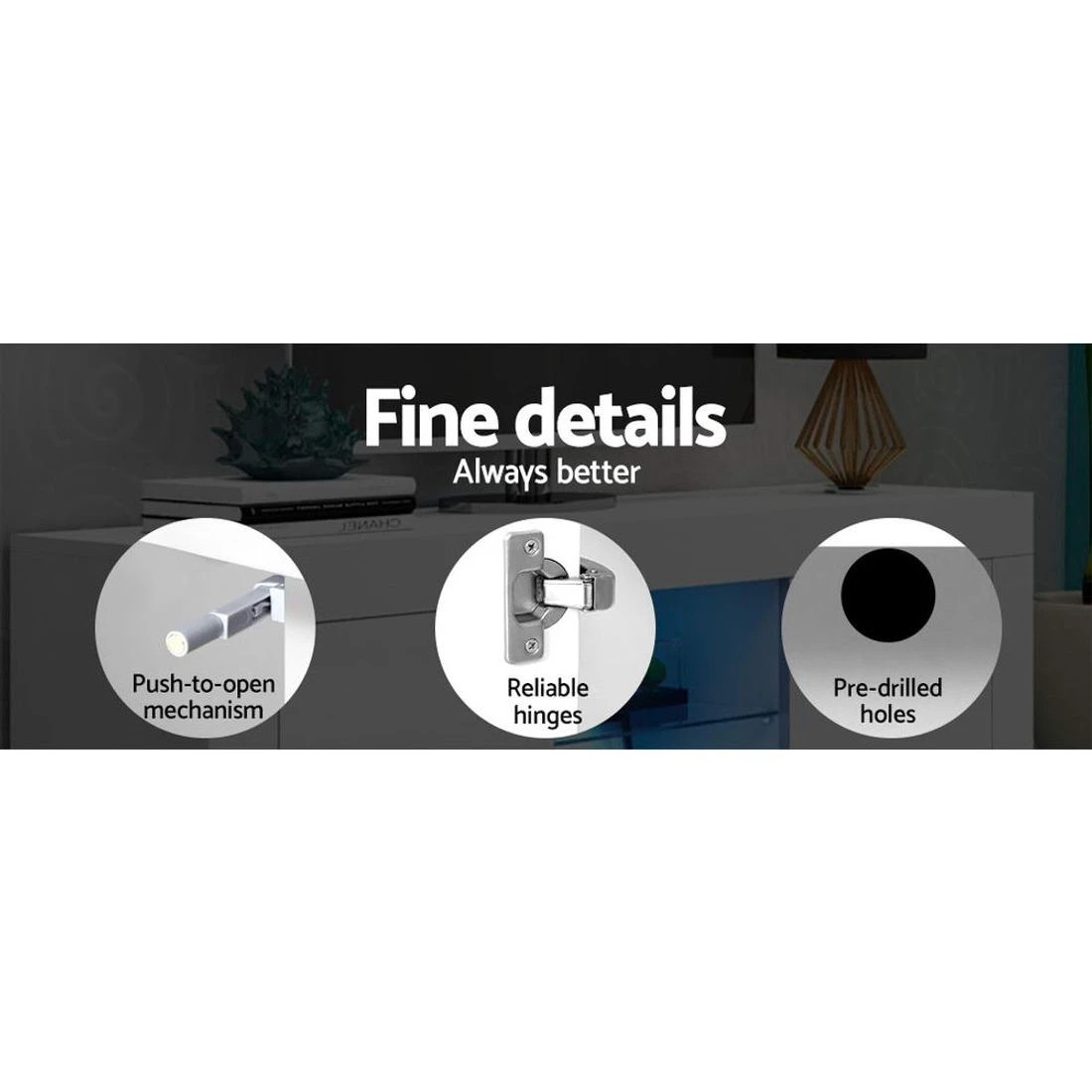 8 Artiss Entertainment Unit TV Cabinet LED 180cm - White, 8 of 8