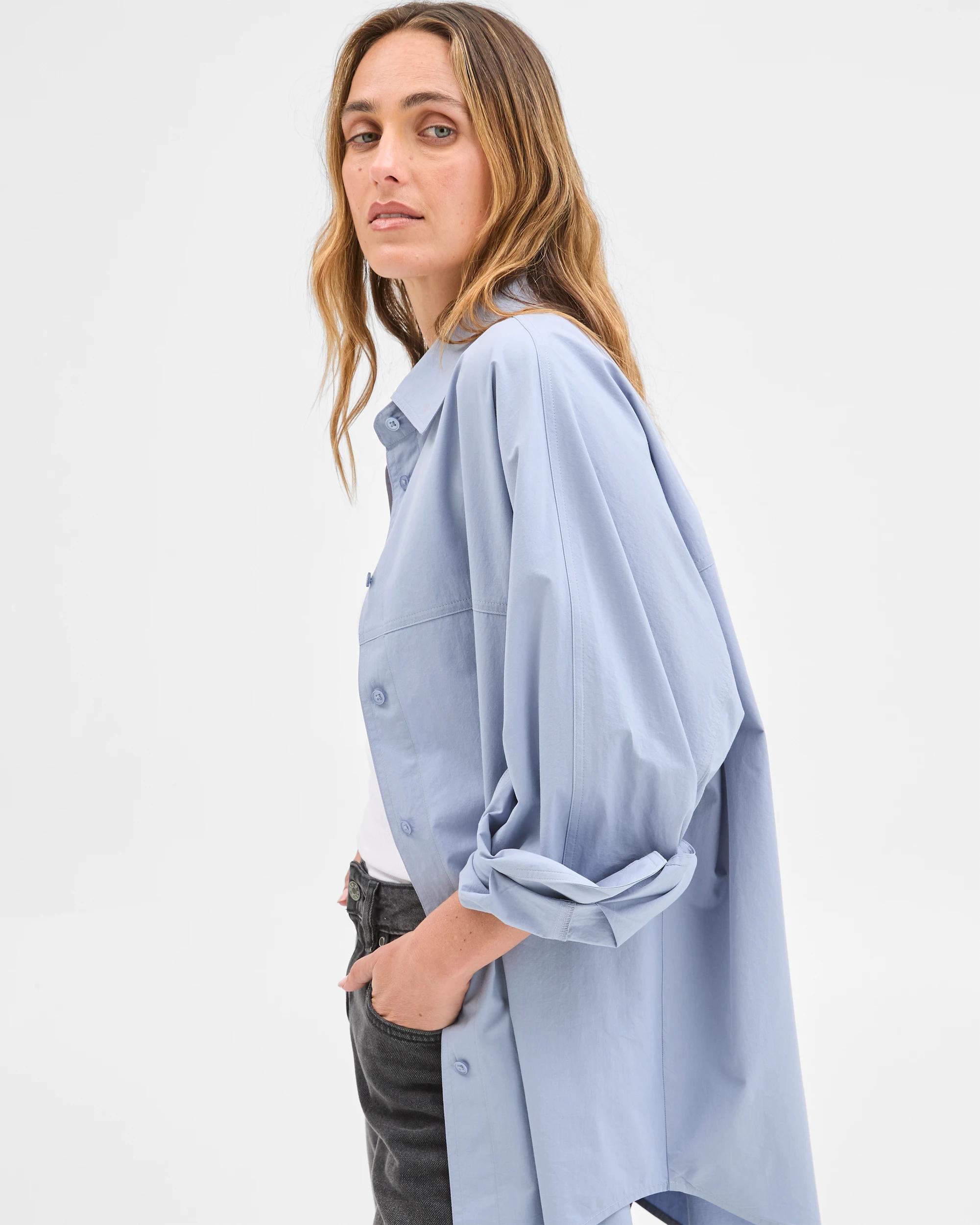 2 Target Woman Australian Cotton Long Sleeve Seam Shirt DUSTY BLUE, 2 of 9