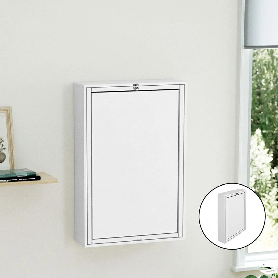 5 Artiss Computer Desk Office Chair Set PU Leather Wall Mount Foldable Table - White, 5 of 6