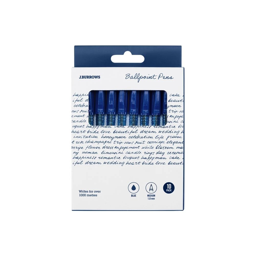 1 J.Burrows Ballpoint Pens Blue 10 Pack, 1 of 3
