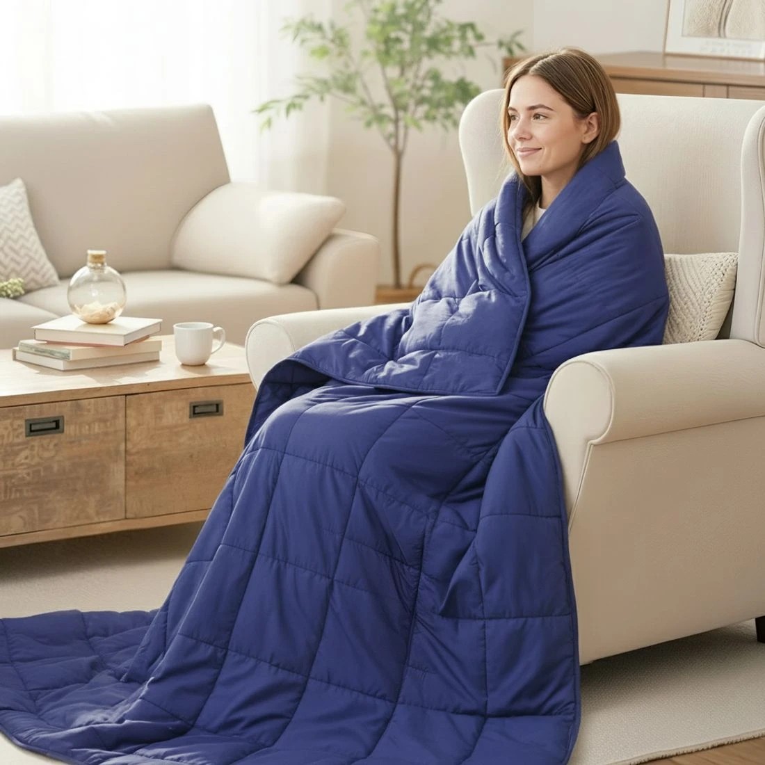 4 Giselle 11KG Adults Size Anti Anxiety Weighted Blanket Gravity Blankets Royal - Blue, 4 of 9