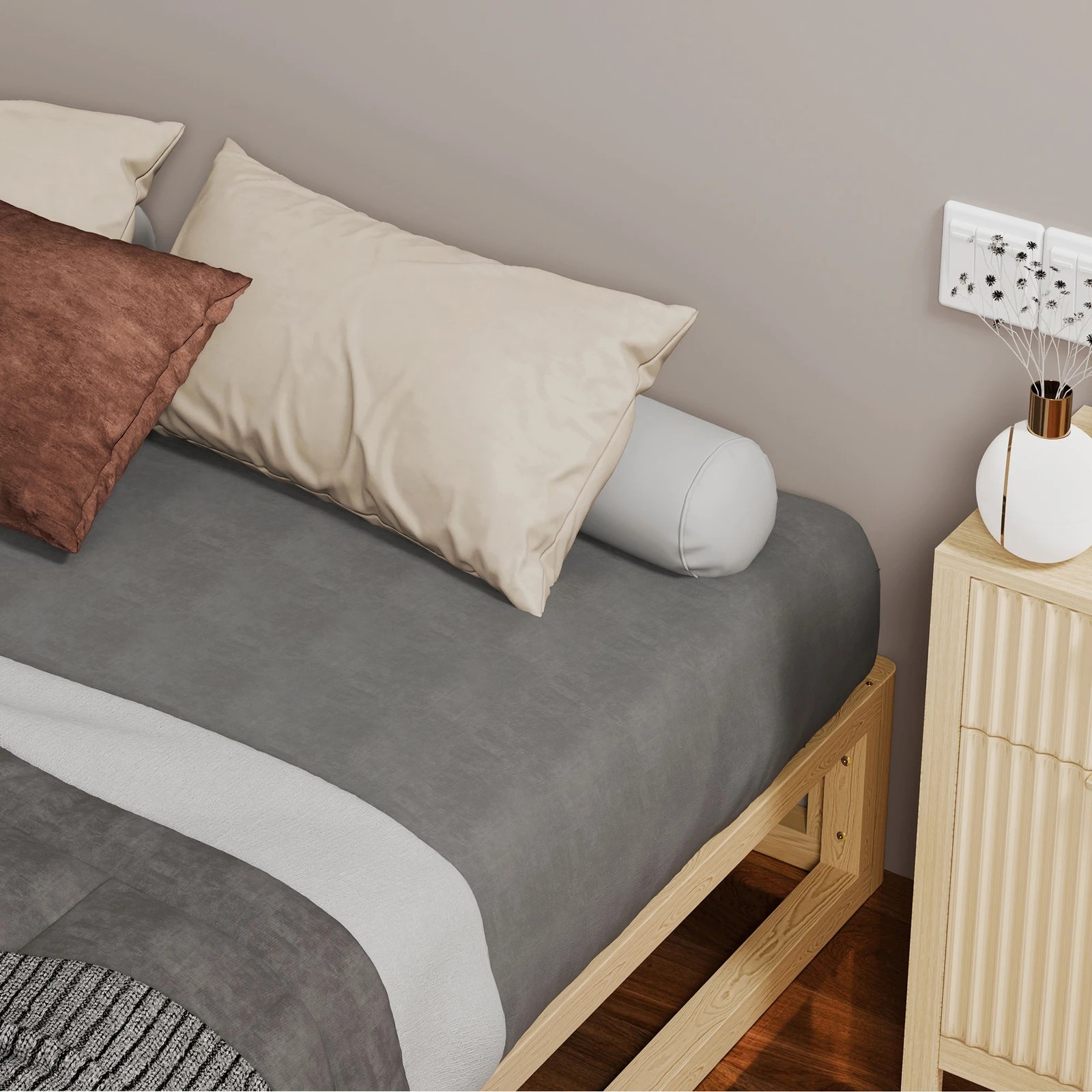 4 Alfordson Bed Frame Wooden Timber Queen Size Mattress Base Platform Jacob - Natural, 4 of 10