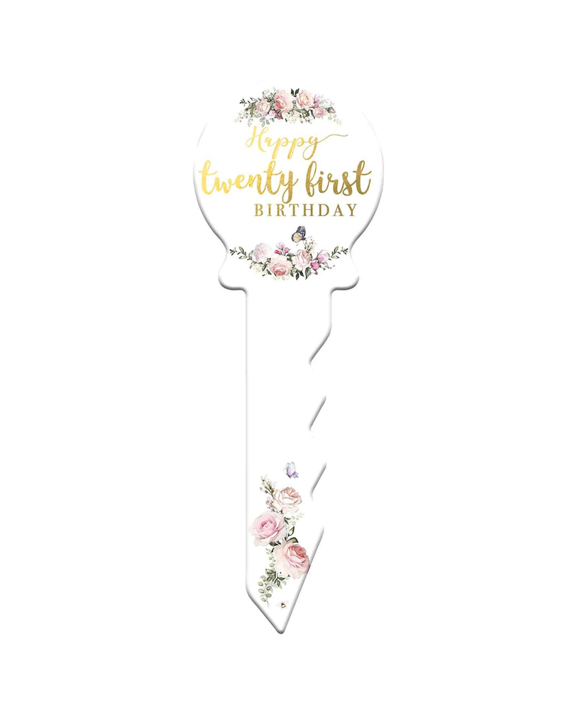 1 21st Birthday Key Pretty Floral 30cm Novelty Celebration Signing Gift Set
 - Multi, 1 of 3