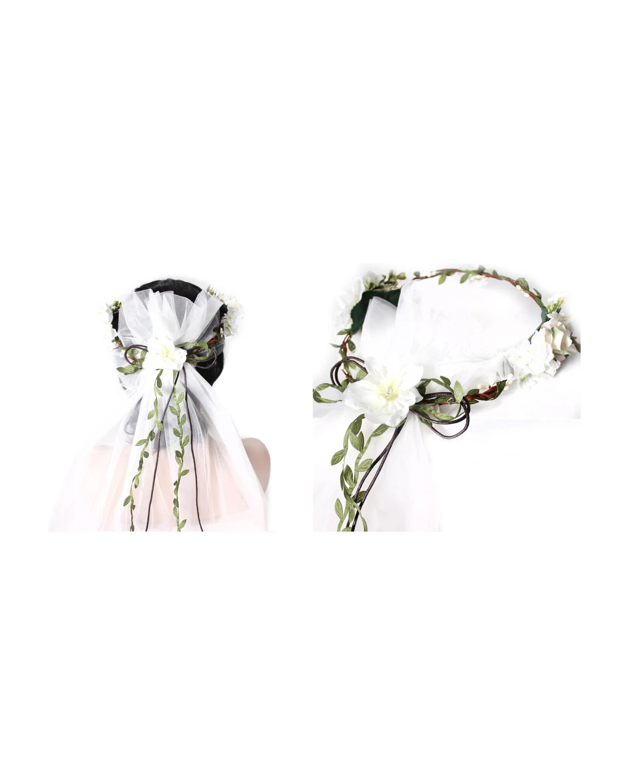 1 Deluxe Flower Crown with Veil Headband for Bridal Celebrations, 1 of 3