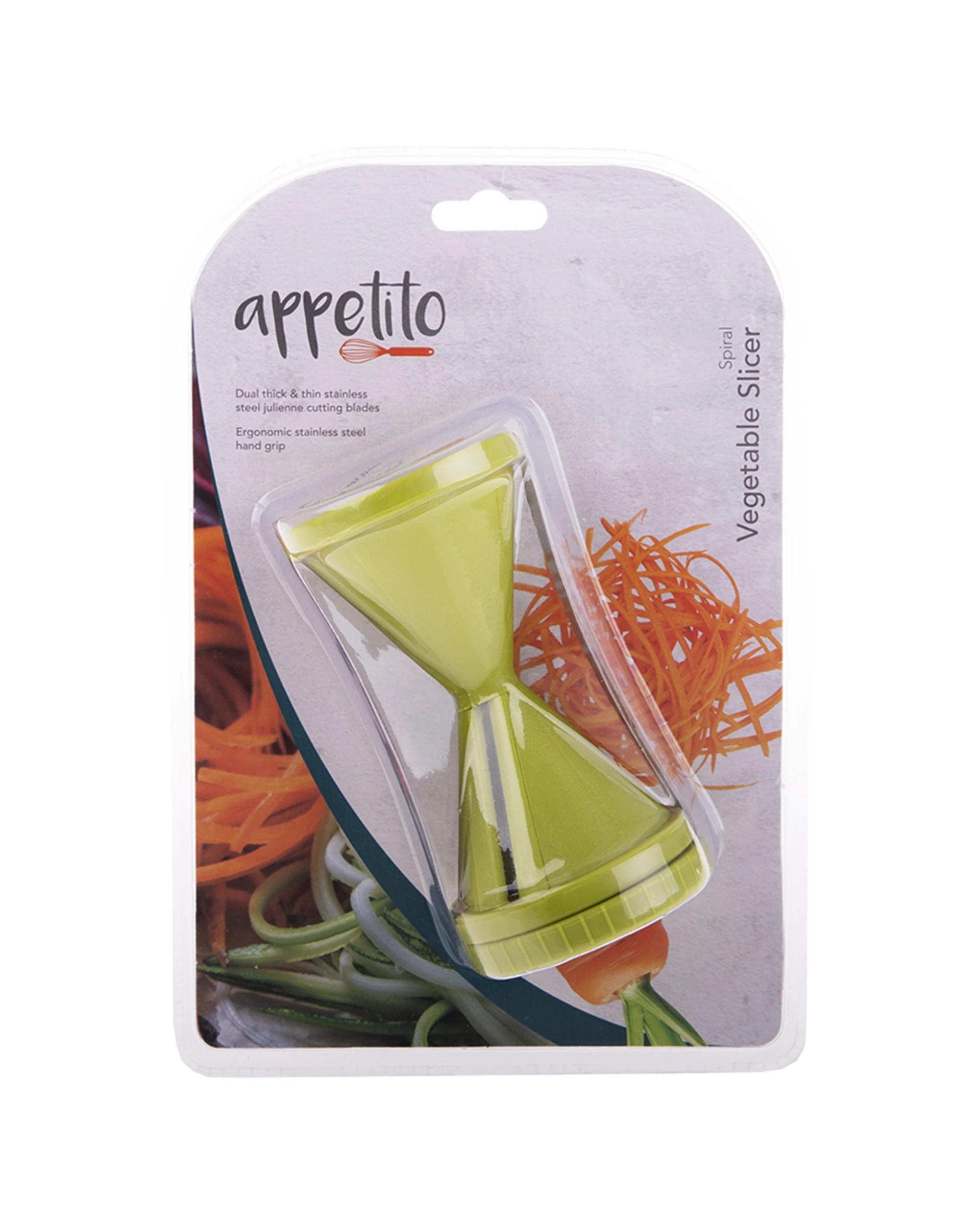 2 Appetito Spiral Vegetable Slicer Home Kitchen Cooking Dual Julienne Blades - Green, 2 of 2