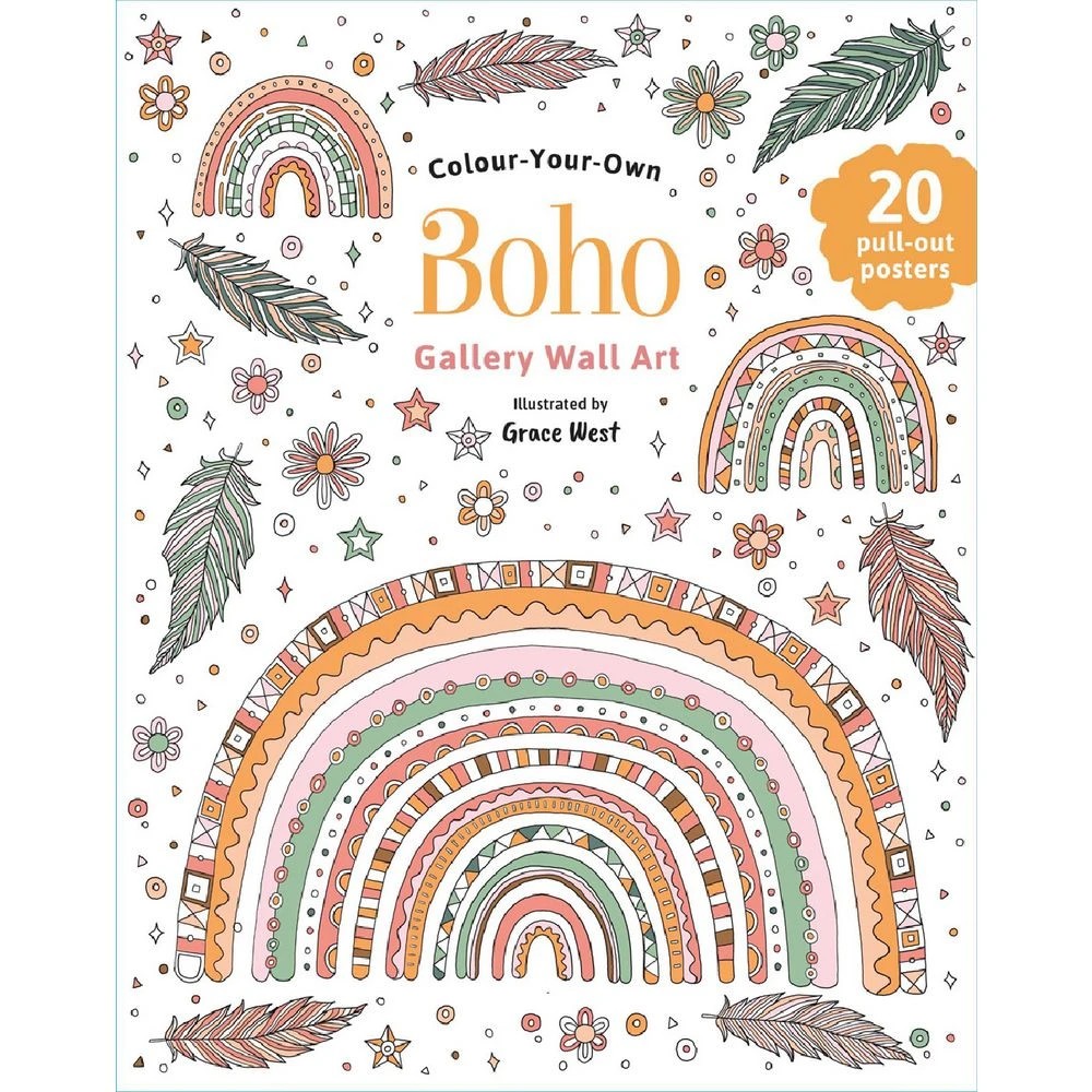 1 Colour-Your-Own Gallery Wall Art Colouring Book Boho, 1 of 2