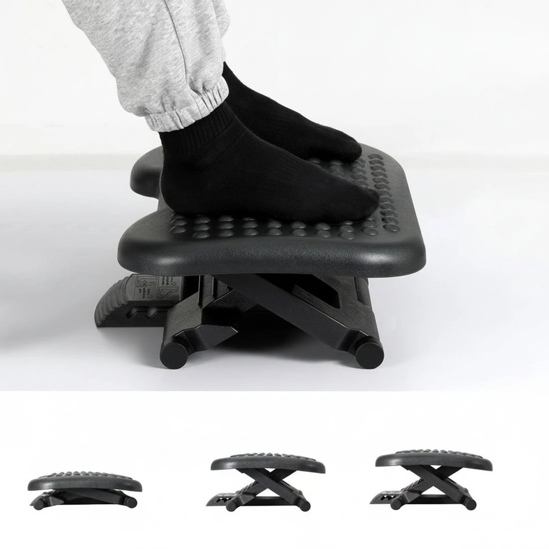 5 Artiss Foot Rest Stool Office Under Desk Angle Adjustable Footrest Massage - Black, 5 of 5