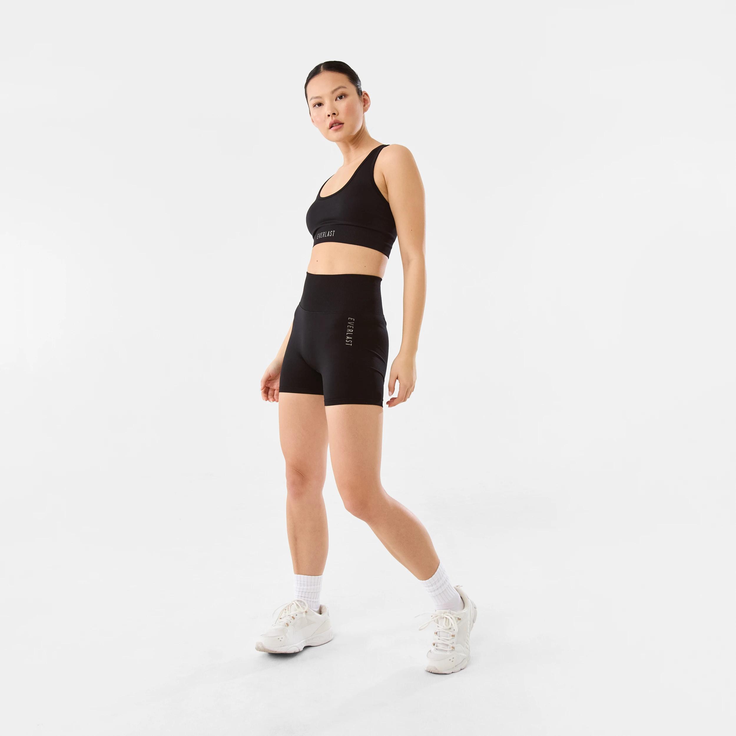 3 Everlast Womens Contour Seamfree Bike Shorts EVERLAST SIMPLE LOGO BLACK, 3 of 7