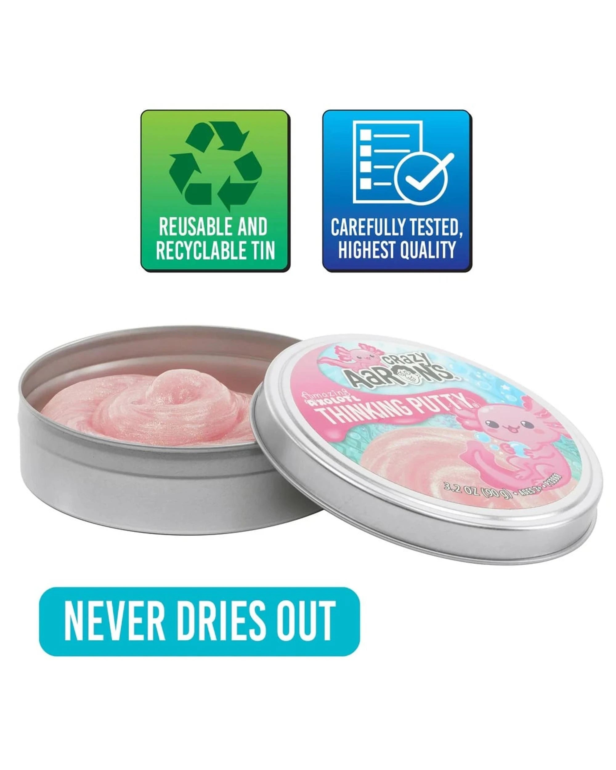 5 Crazy Aaron's Thinking Putty Trendsetters Amazing Axolotl 4 inch Tin - Pink, 5 of 6