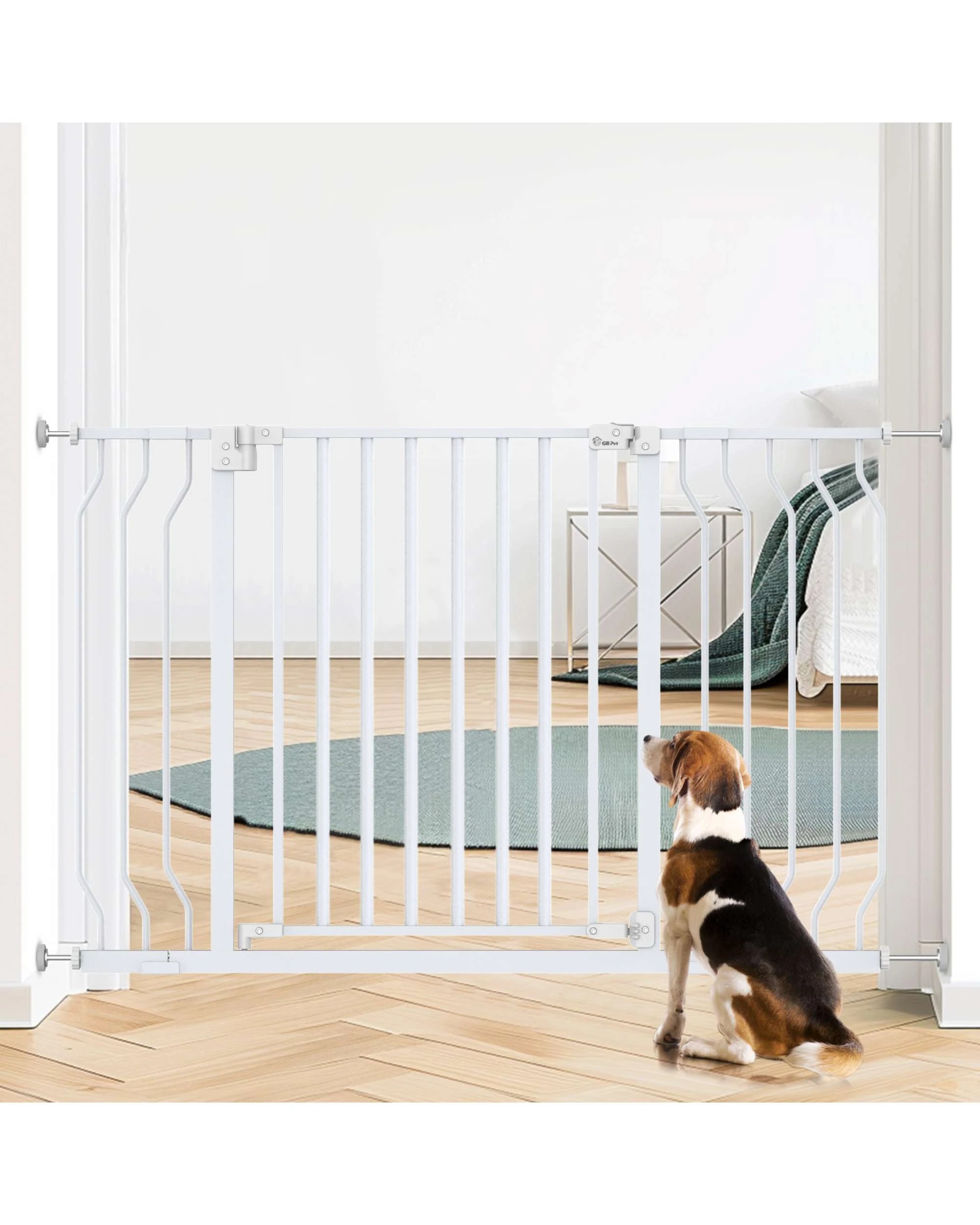 4 Pet Safety Gate 75-123cm Expandable Pet Door, 4 of 9