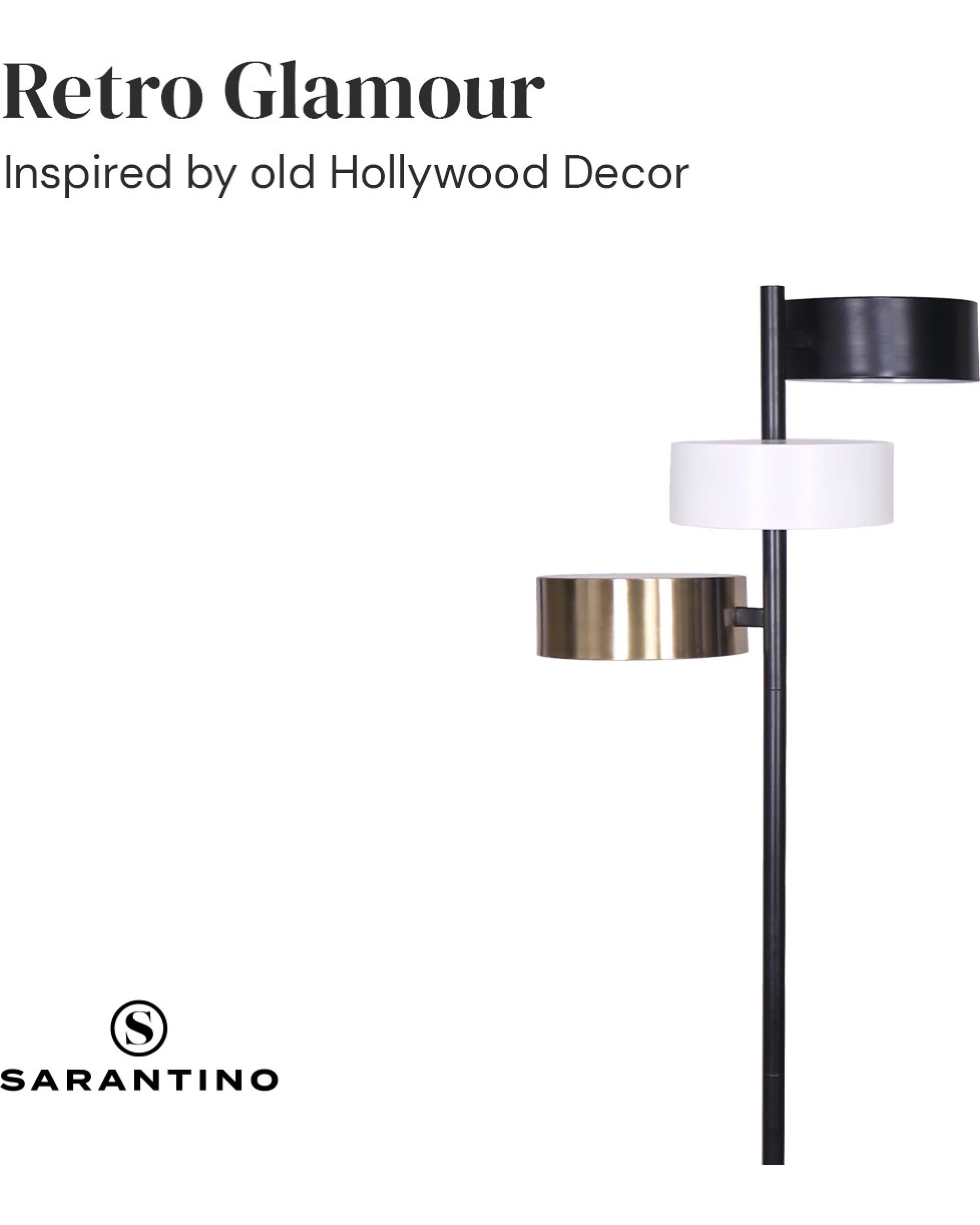 3 Sarantino Metal Floor Lamp with 3 Swirl Shades, 3 of 9