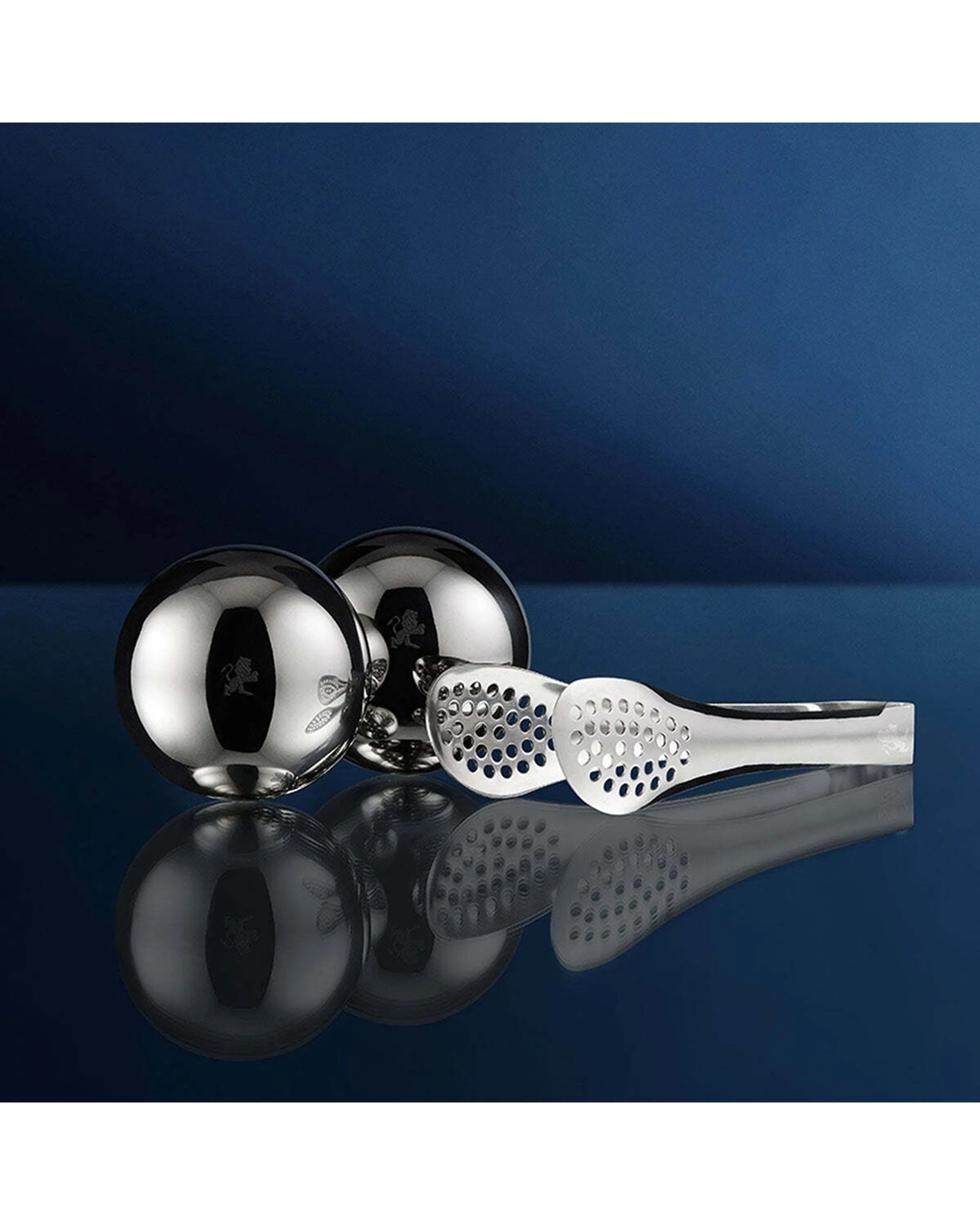 3 Maxwell & Williams 2x 2pc Cocktail & Co Reusable Stainless Steel Ice Ball Set With Tongs - Silver, 3 of 3