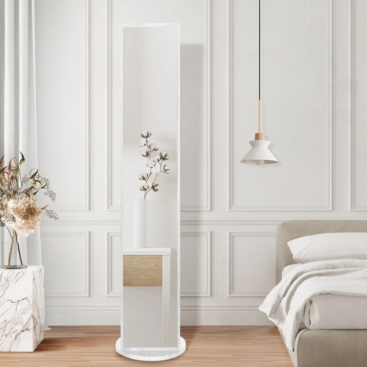 2 LUXSUITE Full Length Mirror Tall Floor Free Standing Body Long Dressing Makeup Hallway Bedroom Coat Rack Vintage, 2 of 9