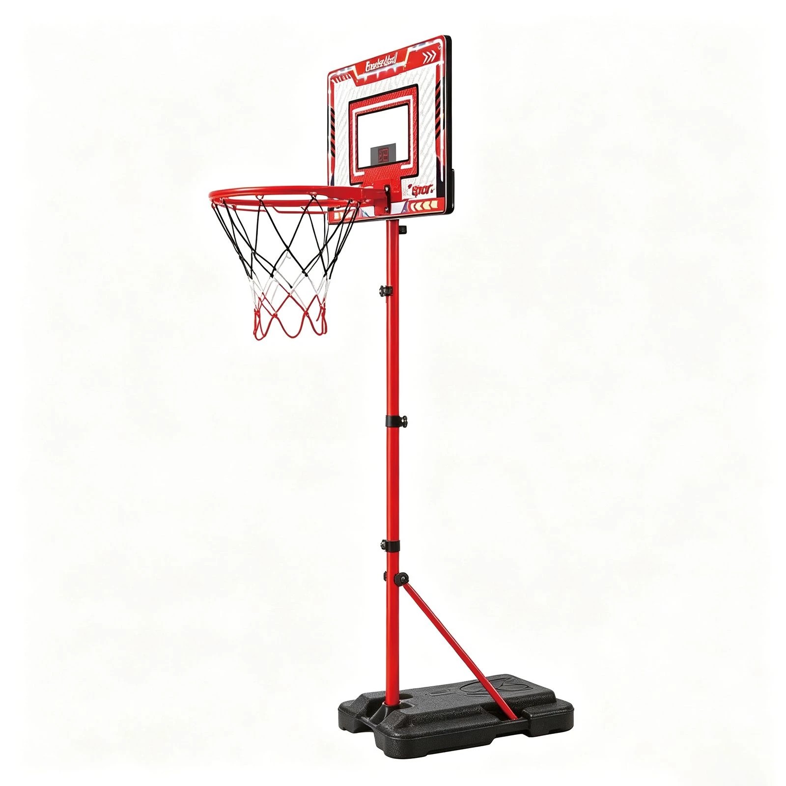 6 Ausway 1.2-1.89m Height Adjustable Kids Sport Basketball Hoop Stand with Electronic Scoreboard & LED Lights, 6 of 6