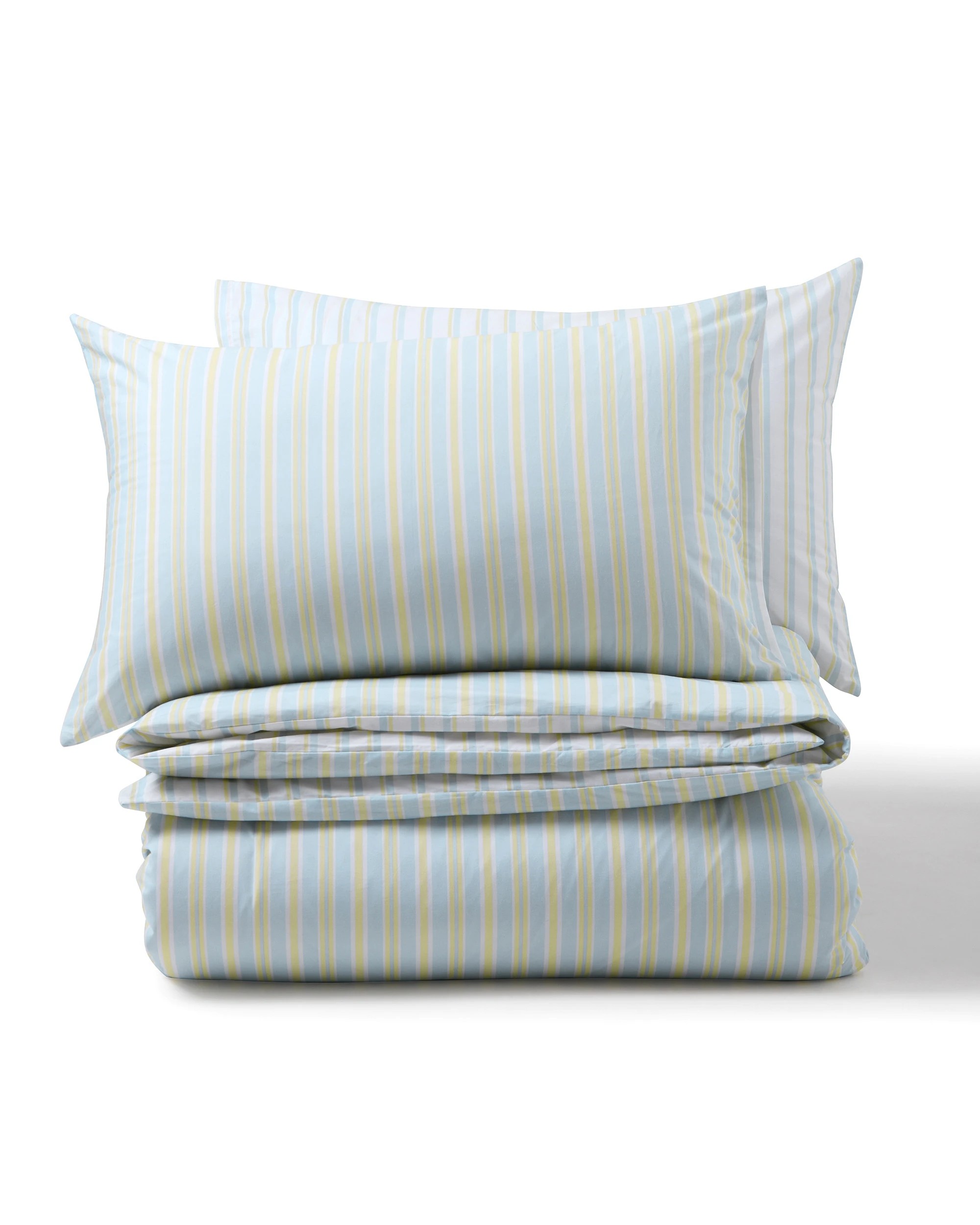 6 Dreamaker Axel Stripes Cotton Percale Reversible Quilt Cover Set - Super King Bed - Sky/Citron, 6 of 7
