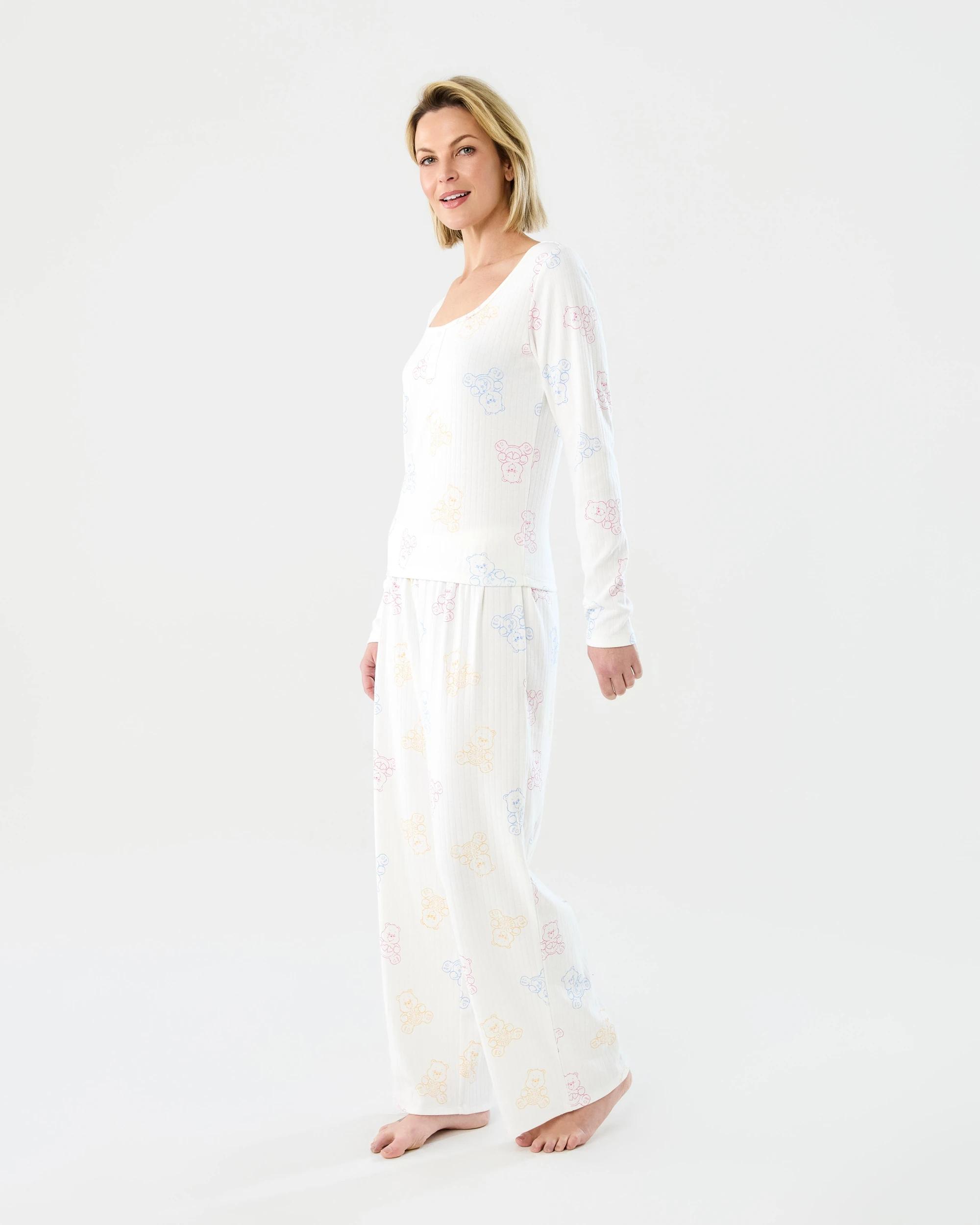 2 Care Bears License Pointelle Henley Long Sleeve Top and Pants Pyjama Set Care Bears, 2 of 8