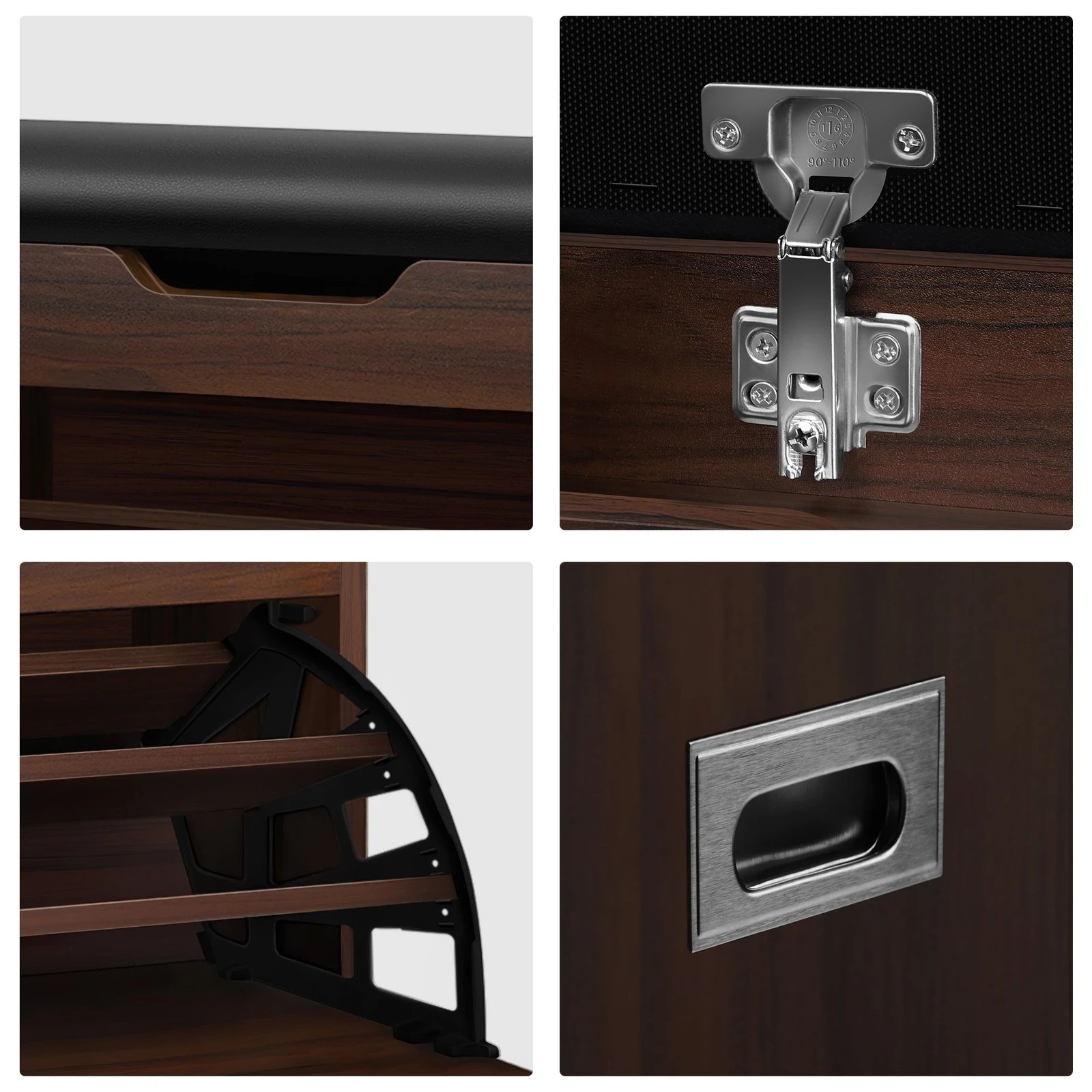 6 Alfordson Shoe Cabinet Bench Storage Rack Organiser Shelf 18 Pairs - Walnut, 6 of 10