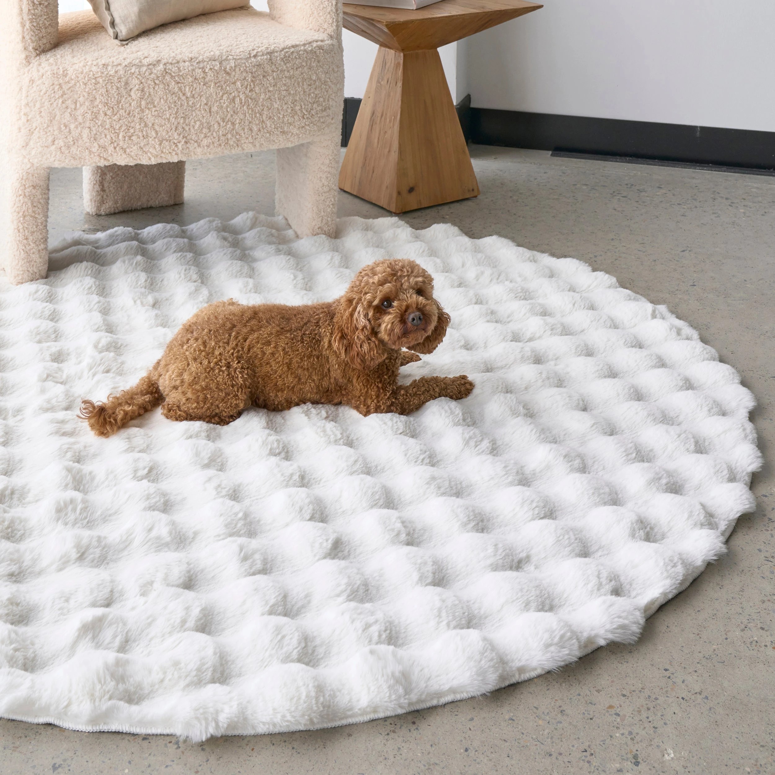 2 Common Ground Rugs PureForm 150x150cm - Small Washable Round Rug - White, 2 of 8